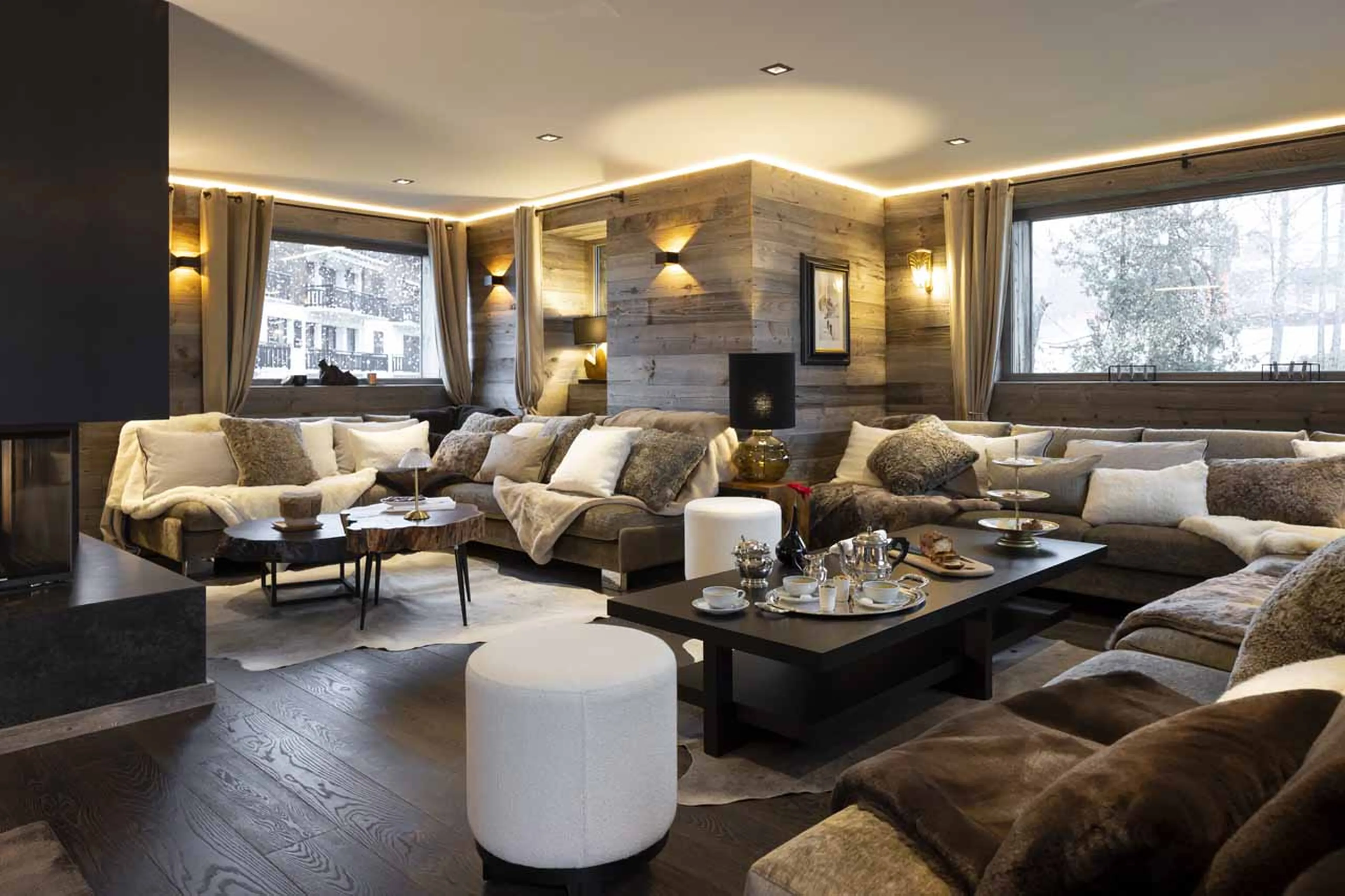 Living area sofas at Chalet Coz in Megeve