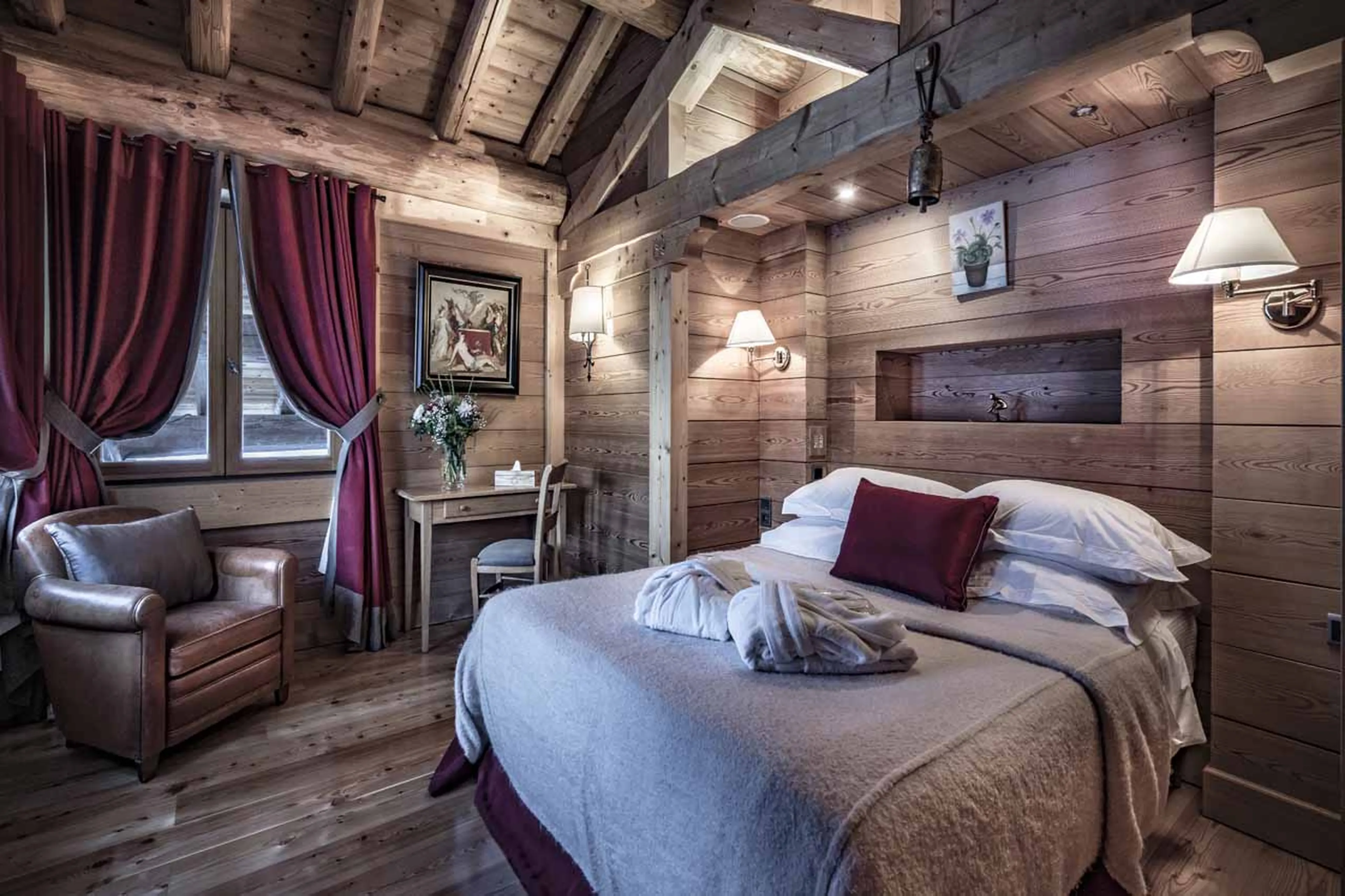 Bedroom one at Chalet Cristal A in Val d’Isere