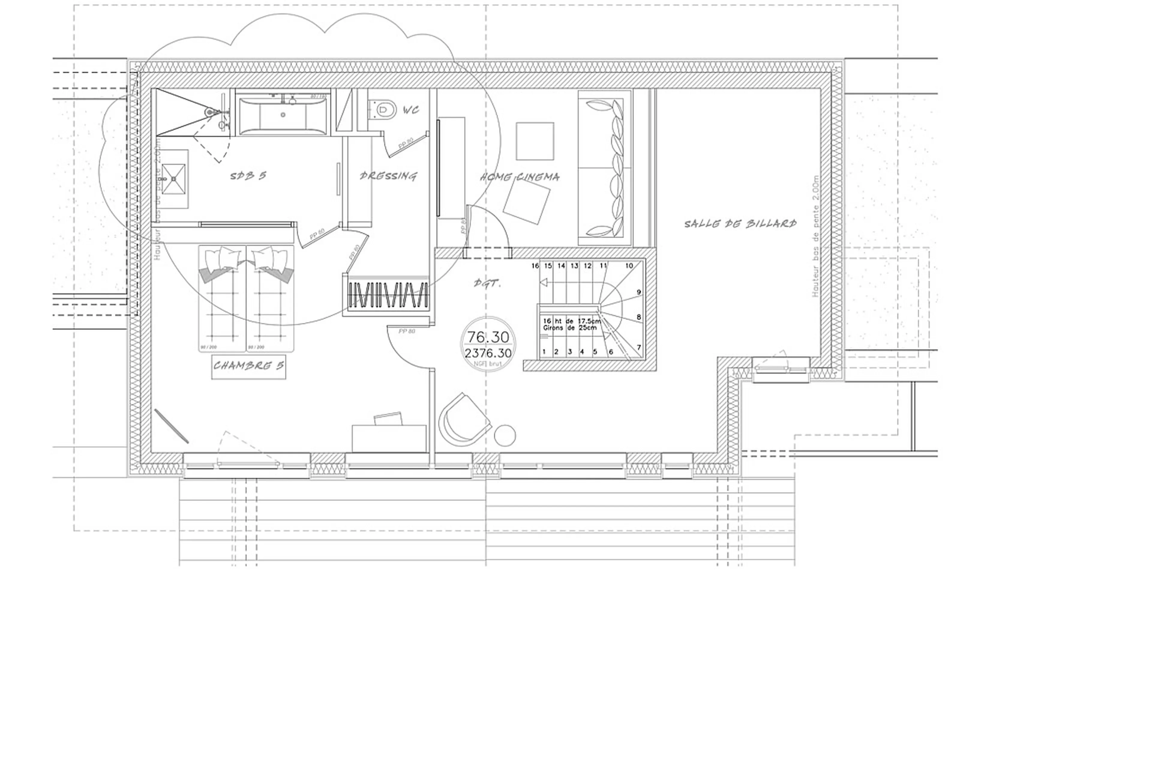 Level 5 floor plan of Chalet Cullinan in Val Thorens