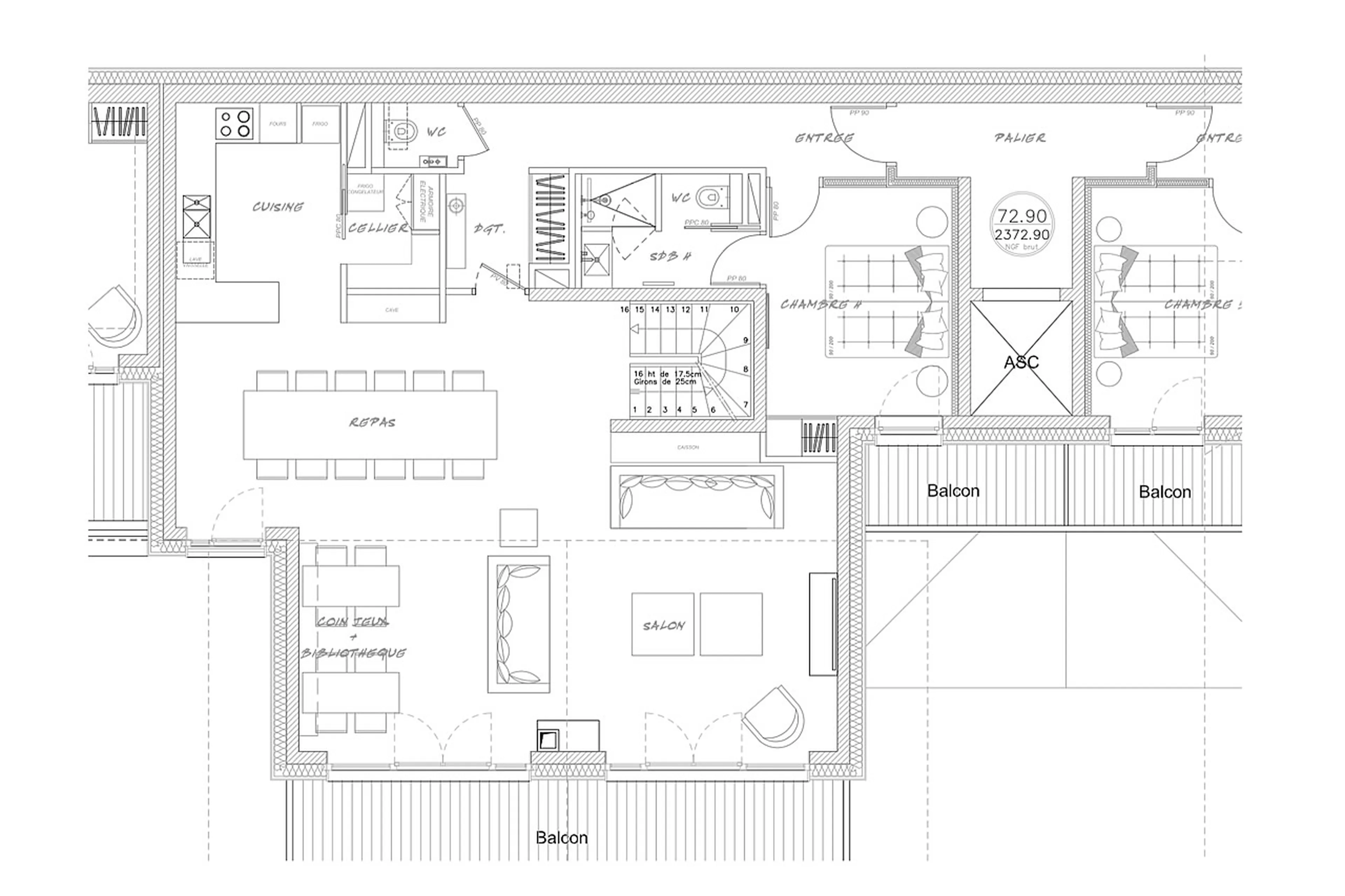 Level 4 floor plan of Chalet Cullinan in Val Thorens