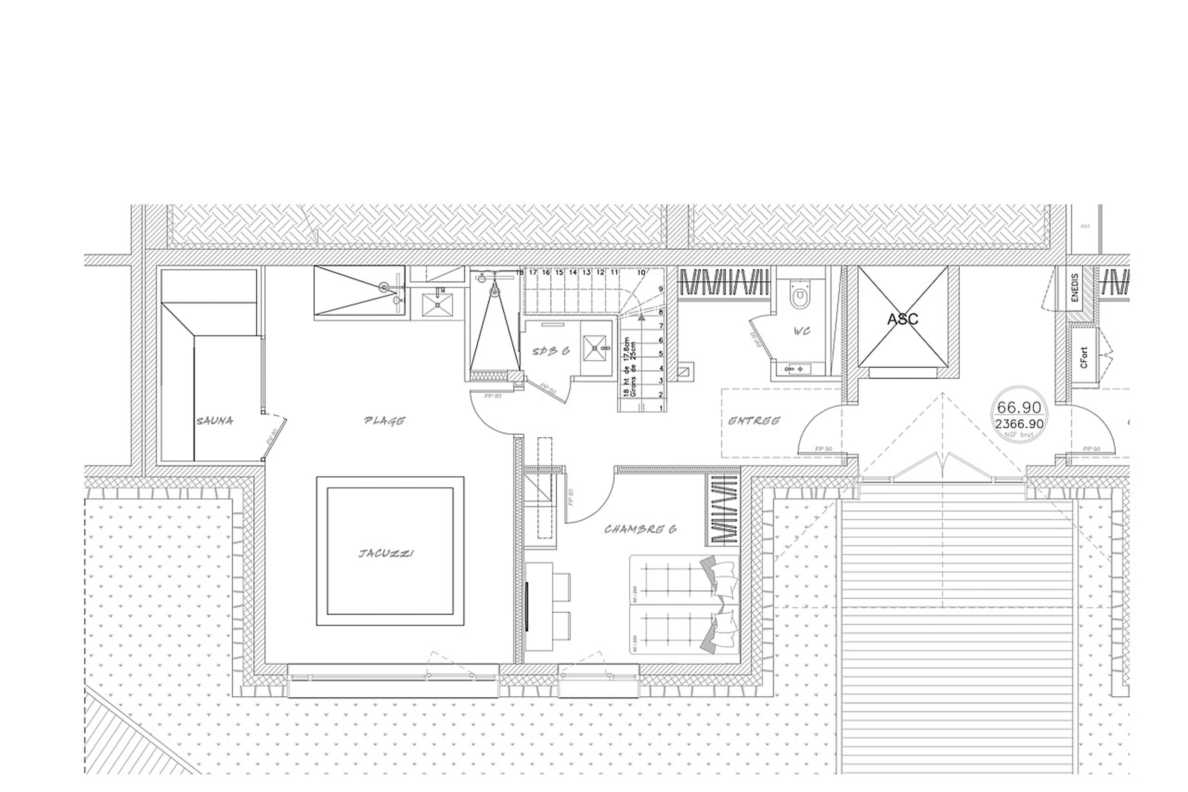 Level 2 floor plan of Chalet Cullinan in Val Thorens