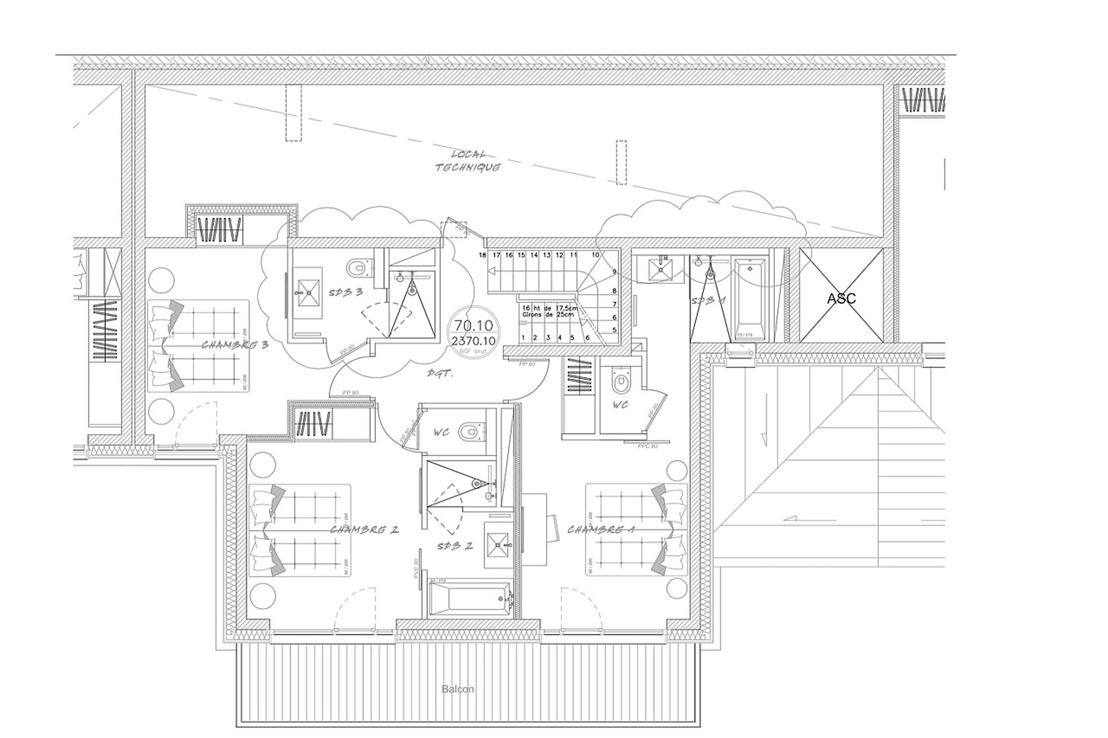 Level 3 floor plan of Chalet Cullinan in Val Thorens