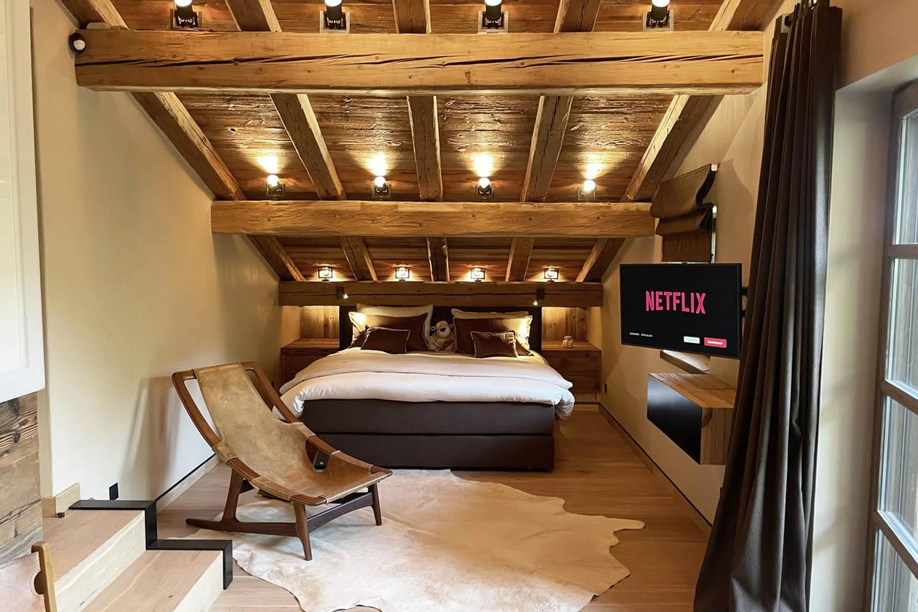 Bedroom six at Chalet Cyanella in Megeve