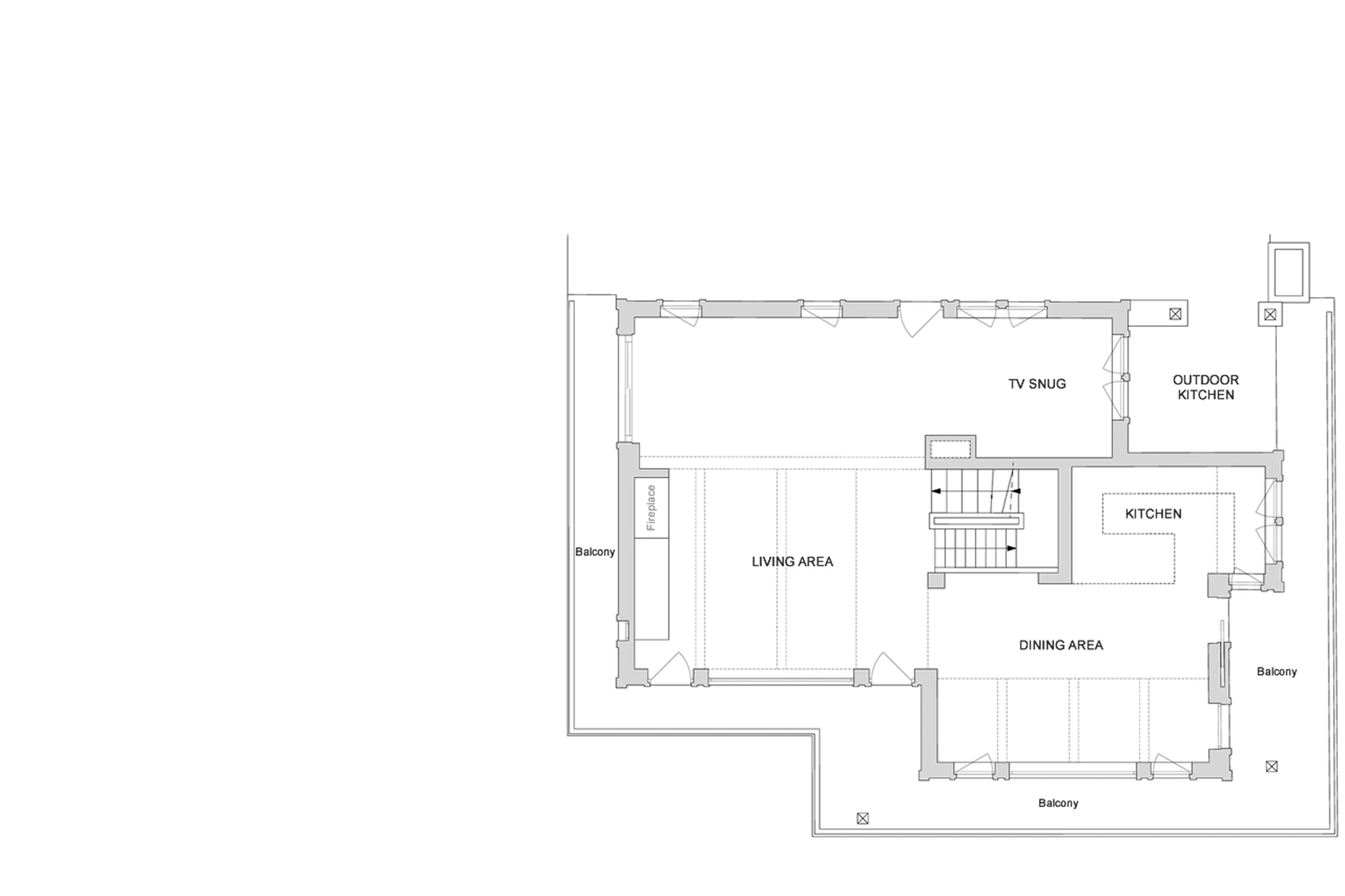 Level 1 floor plan of Chalet Cyanella in Megeve