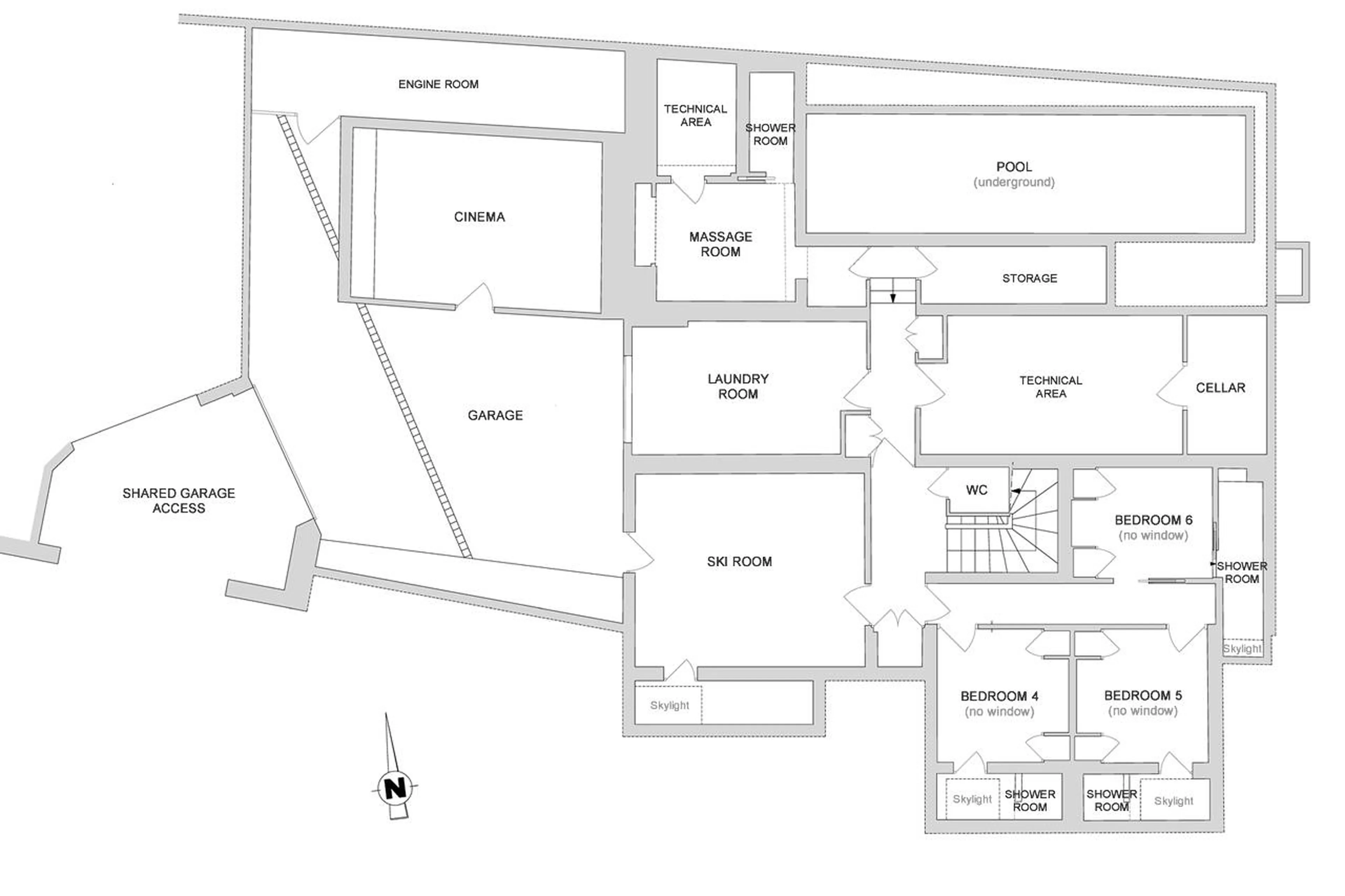Level -1 floor plan of Chalet Cyanella in Megeve