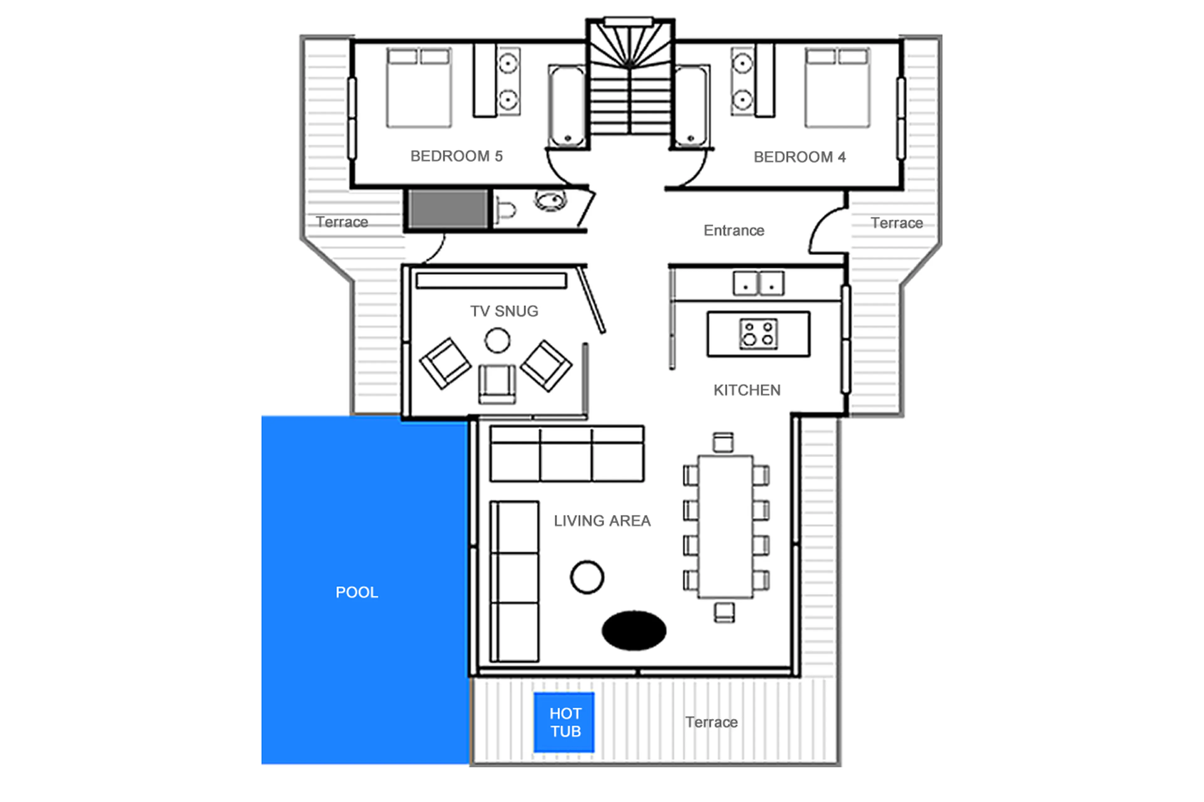 Level 0 floor plan of Chalet Dalmore in Chamonix