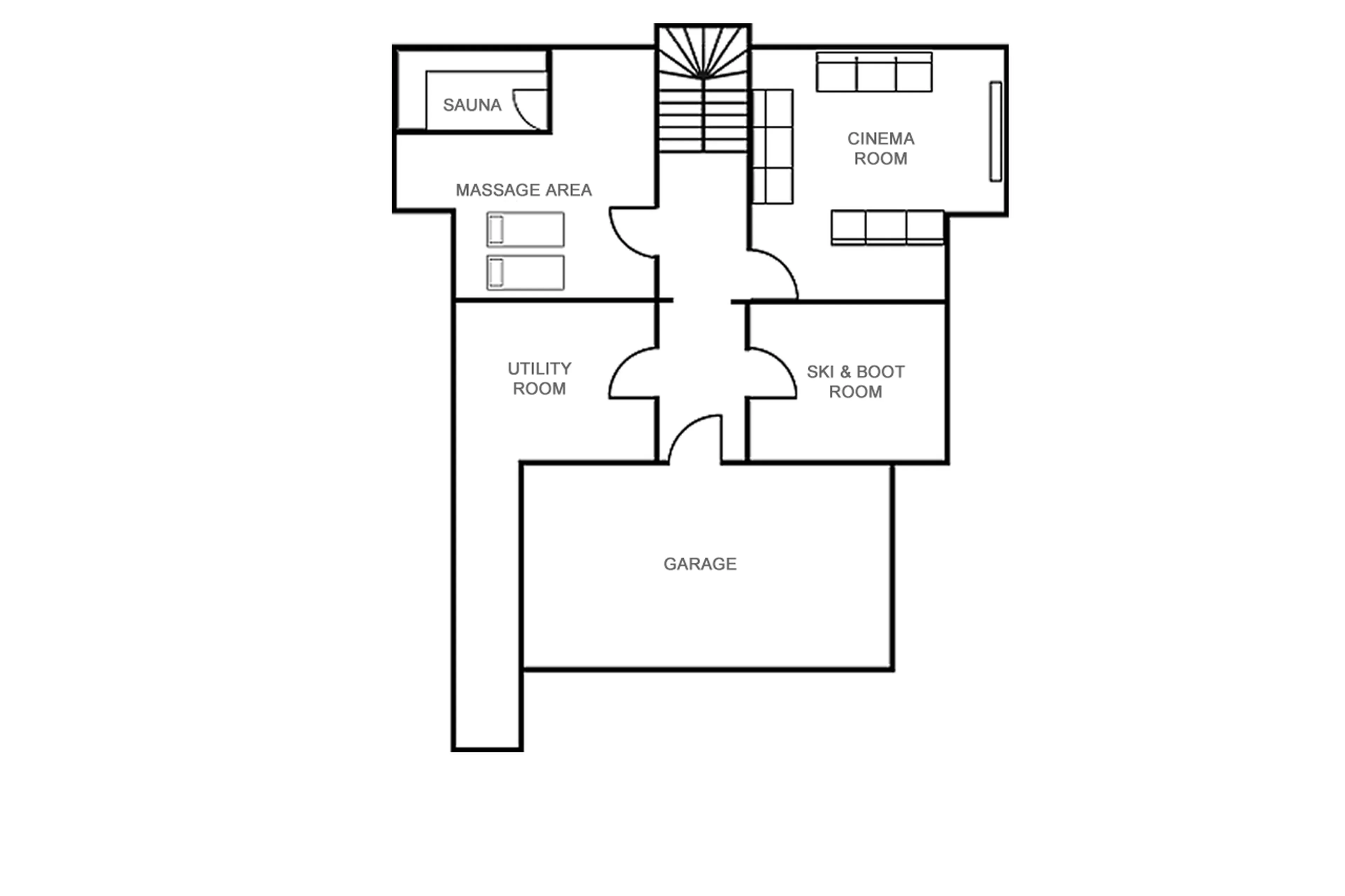 Level -1 floor plan of Chalet Dalmore in Chamonix