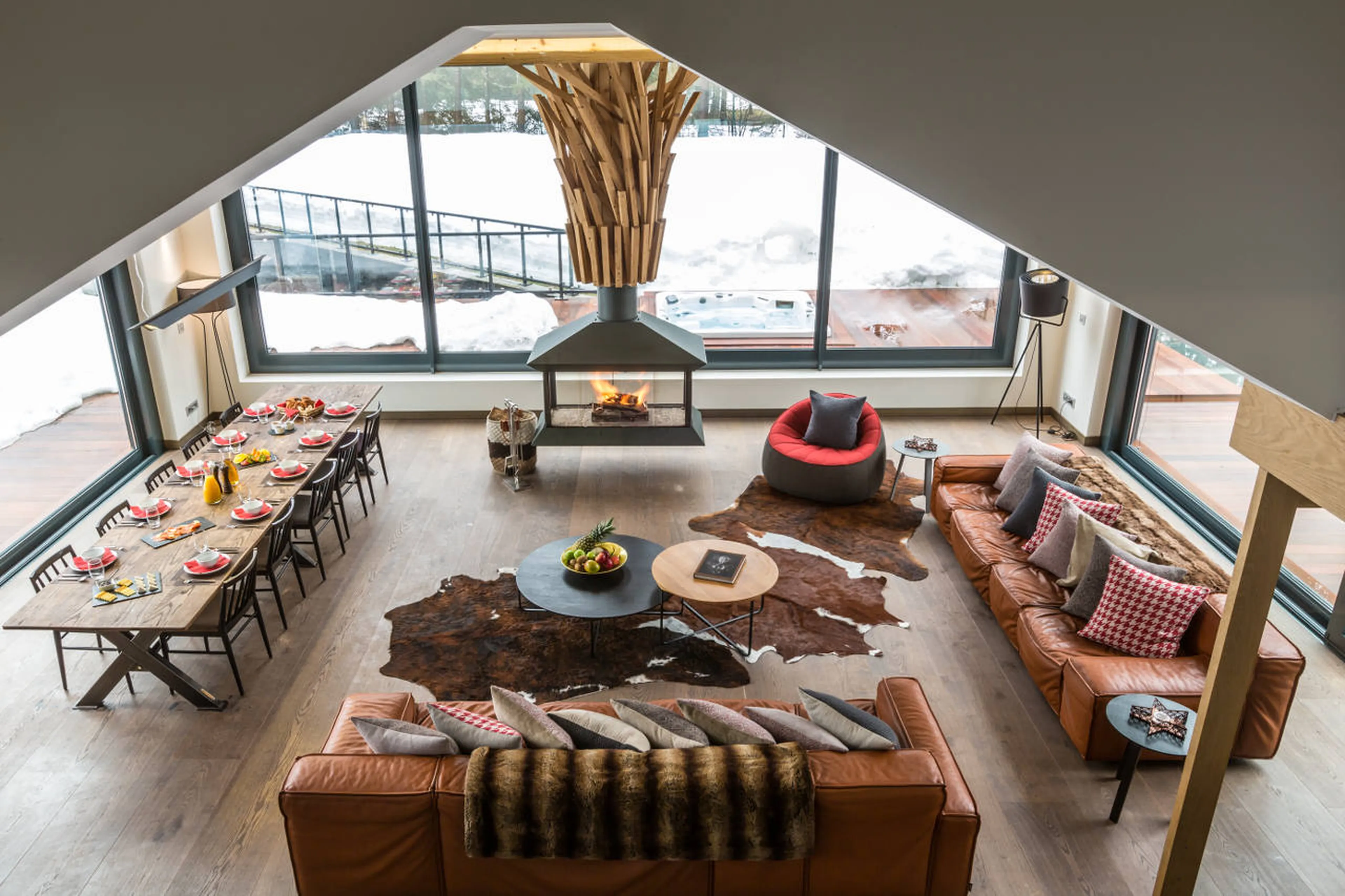 Open plan living area of Chalet Dalmore in Chamonix