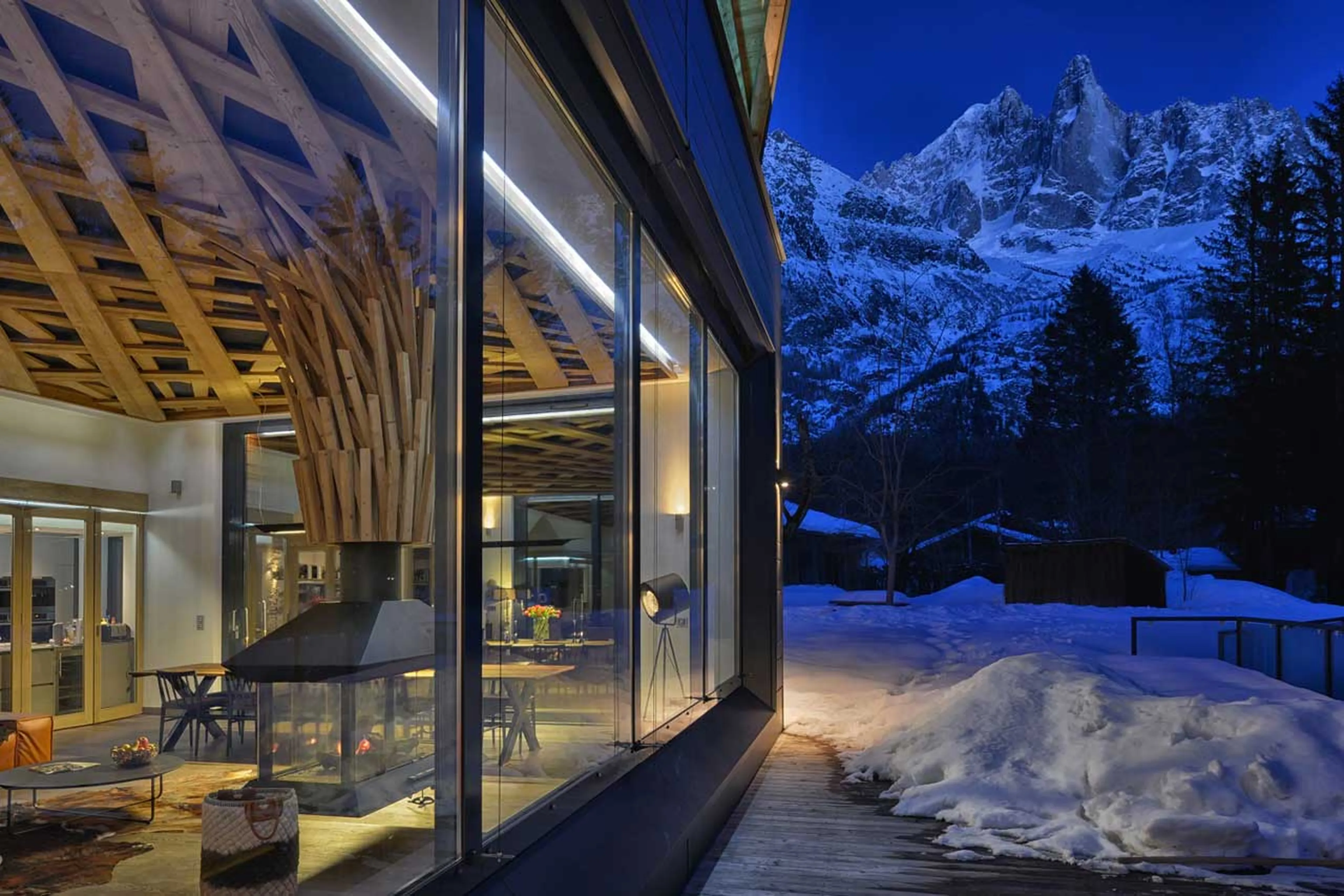 Panoramic views from windows of Chalet Dalmore in Chamonix