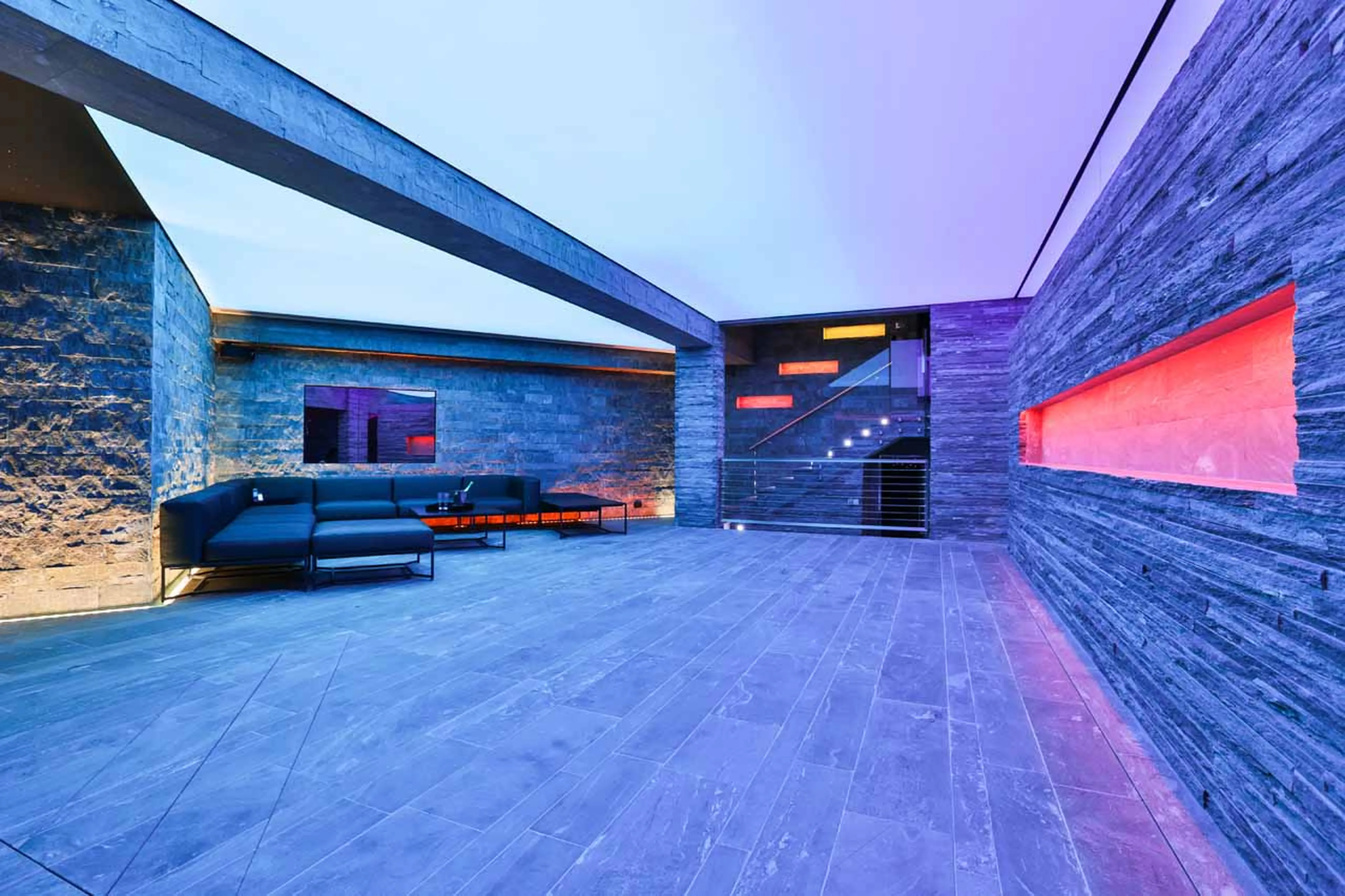 Nightclub with dancefloor over pool at Chalet Dana in Megeve