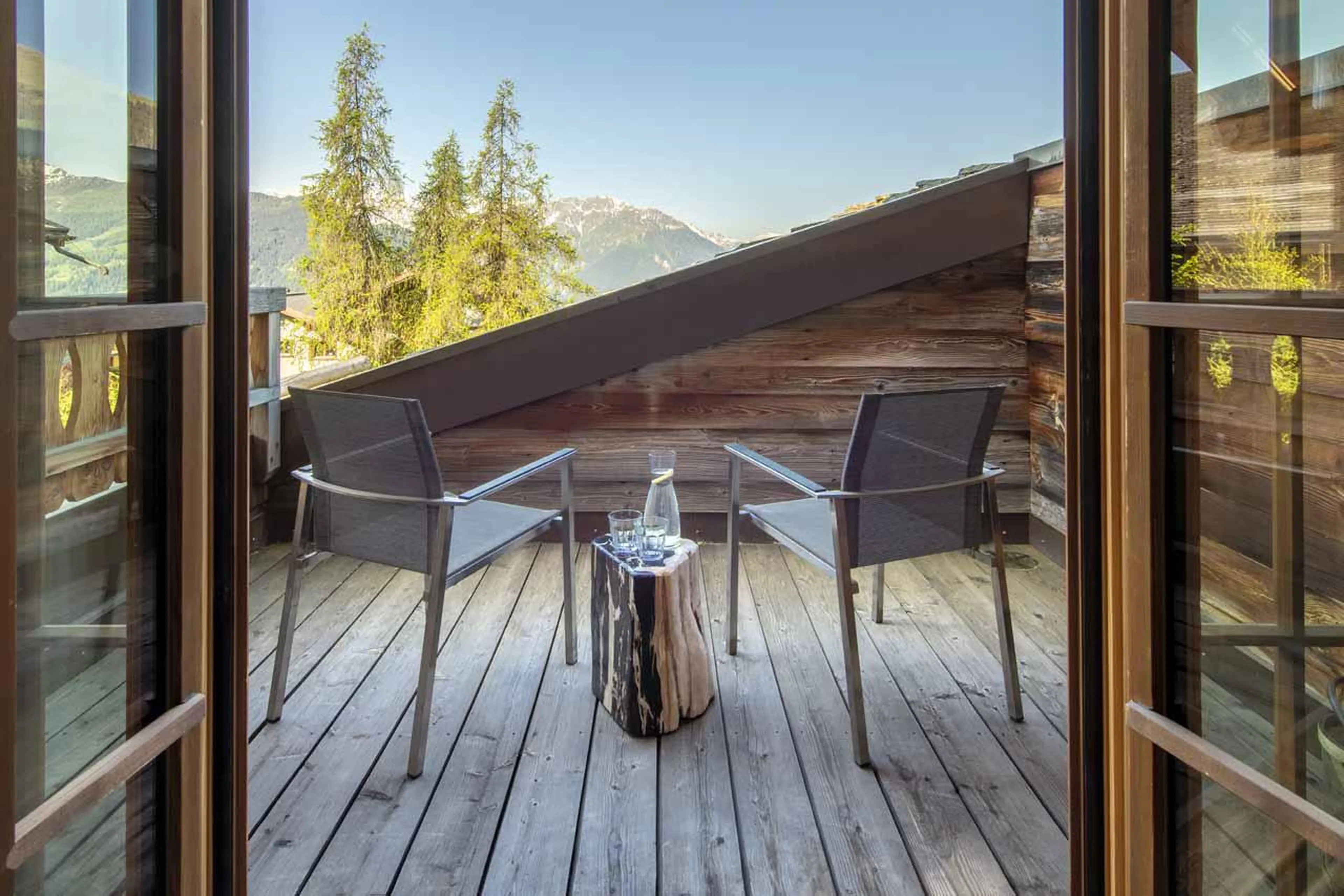 Master bedroom balcony at Chalet Daphne in Verbier