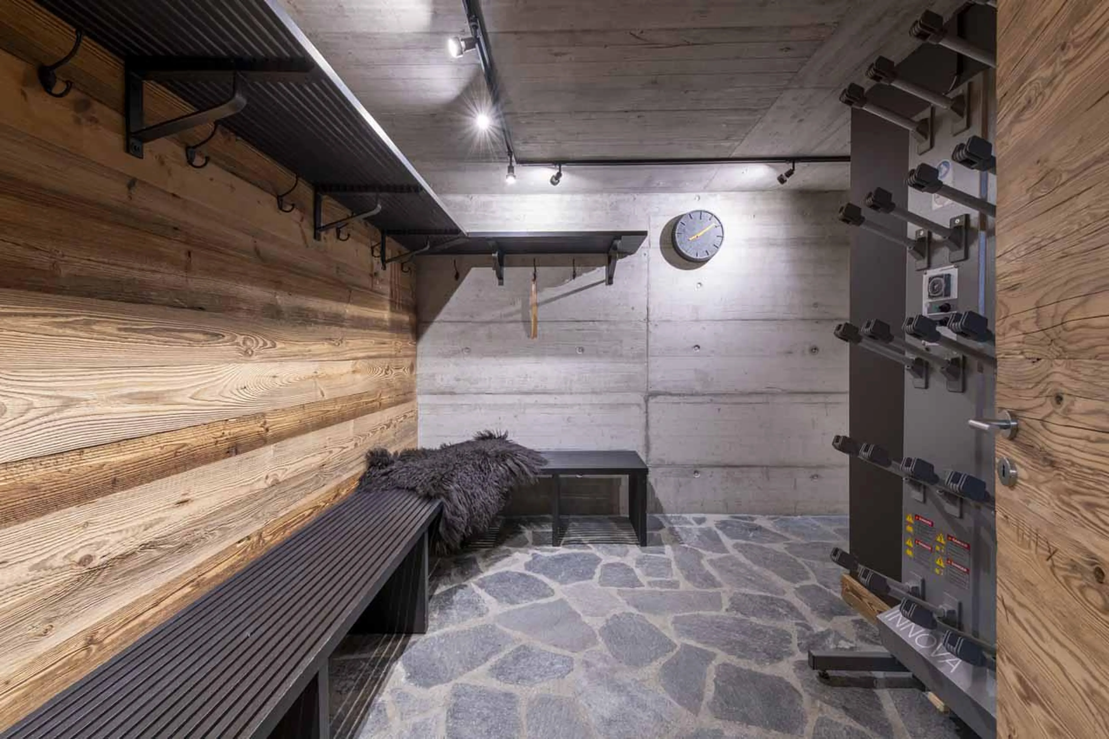 Ski room at Chalet Daphne in Verbier