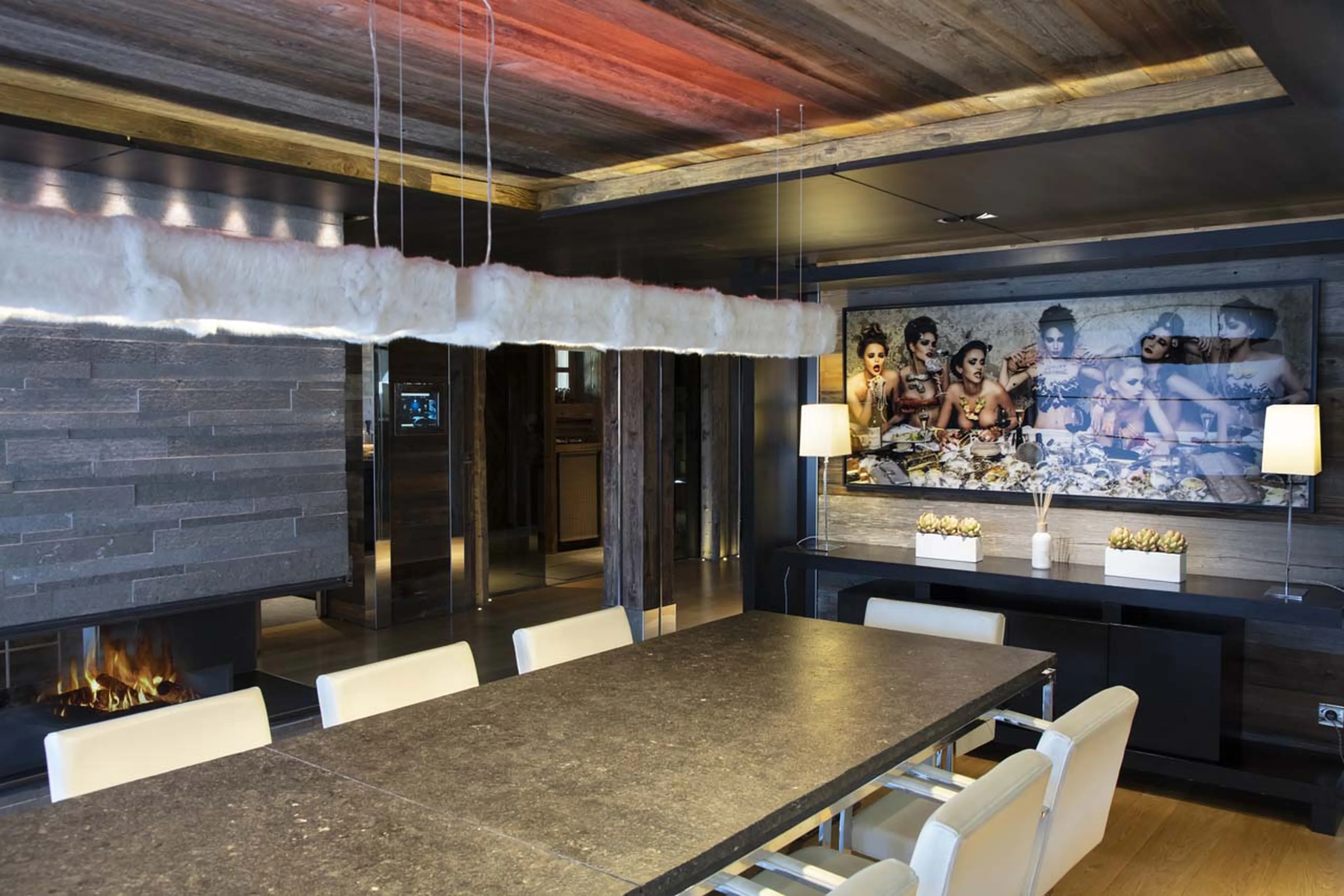 Dining table at Chalet de la Cry in Megeve