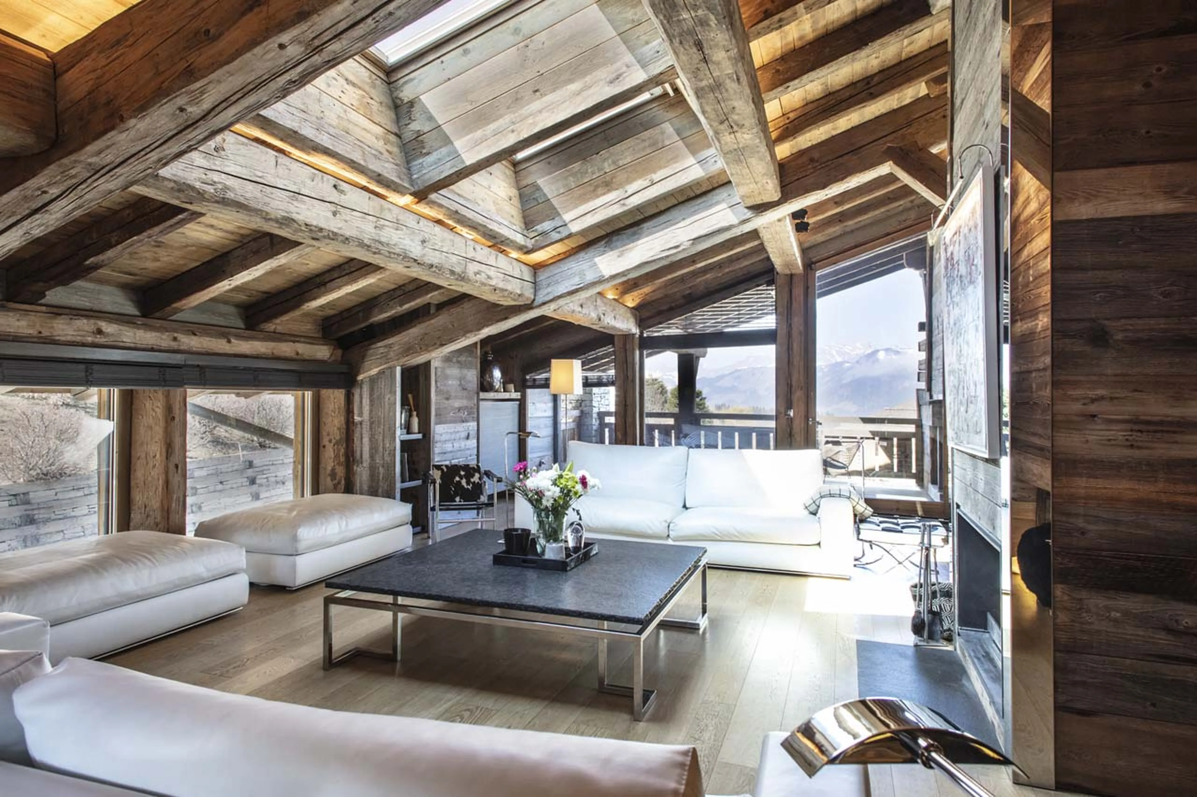 Living room at Chalet de la Cry in Megeve