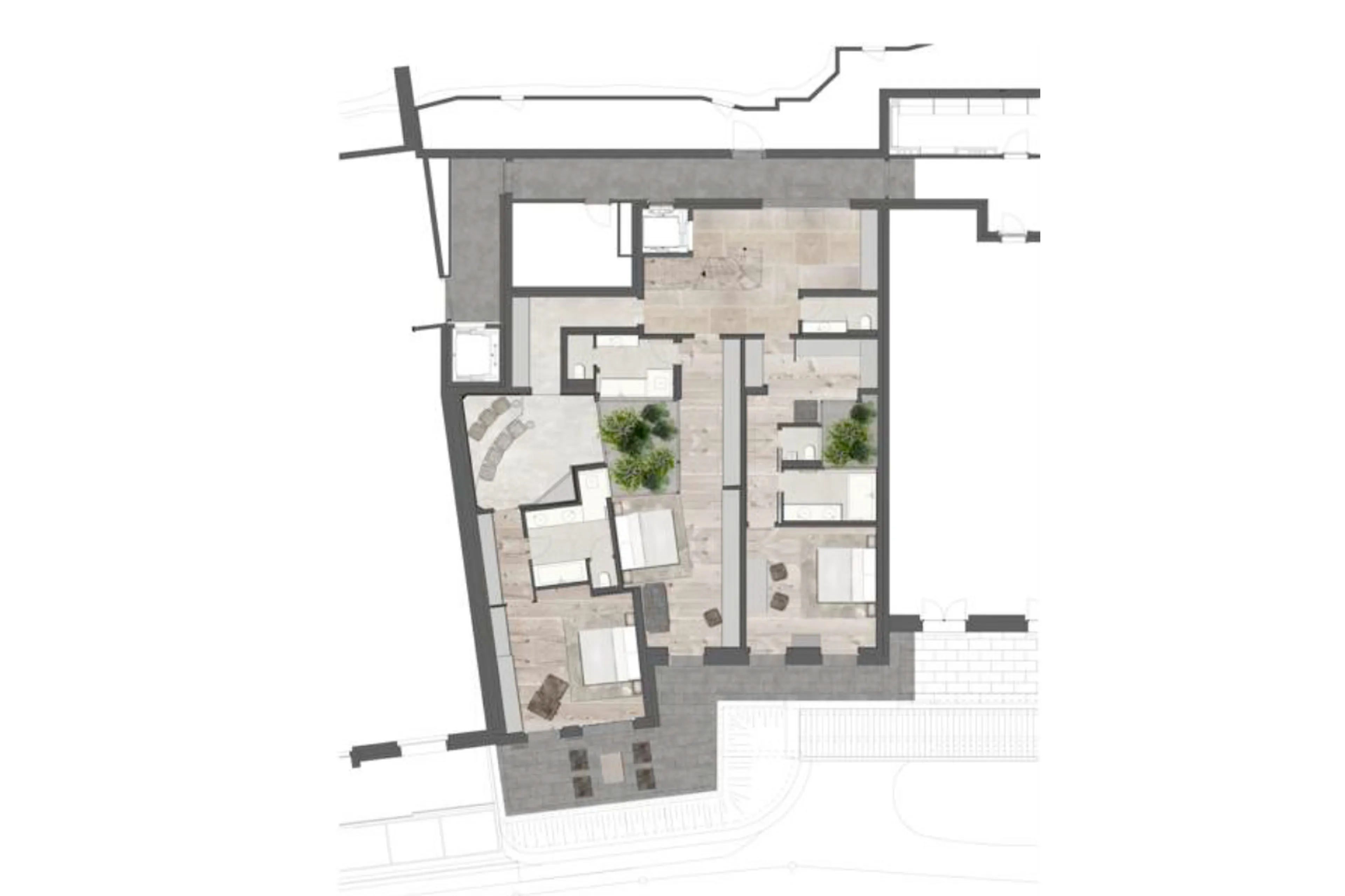 Level 0 floor plan of Chalet de Rougemont in Gstaad