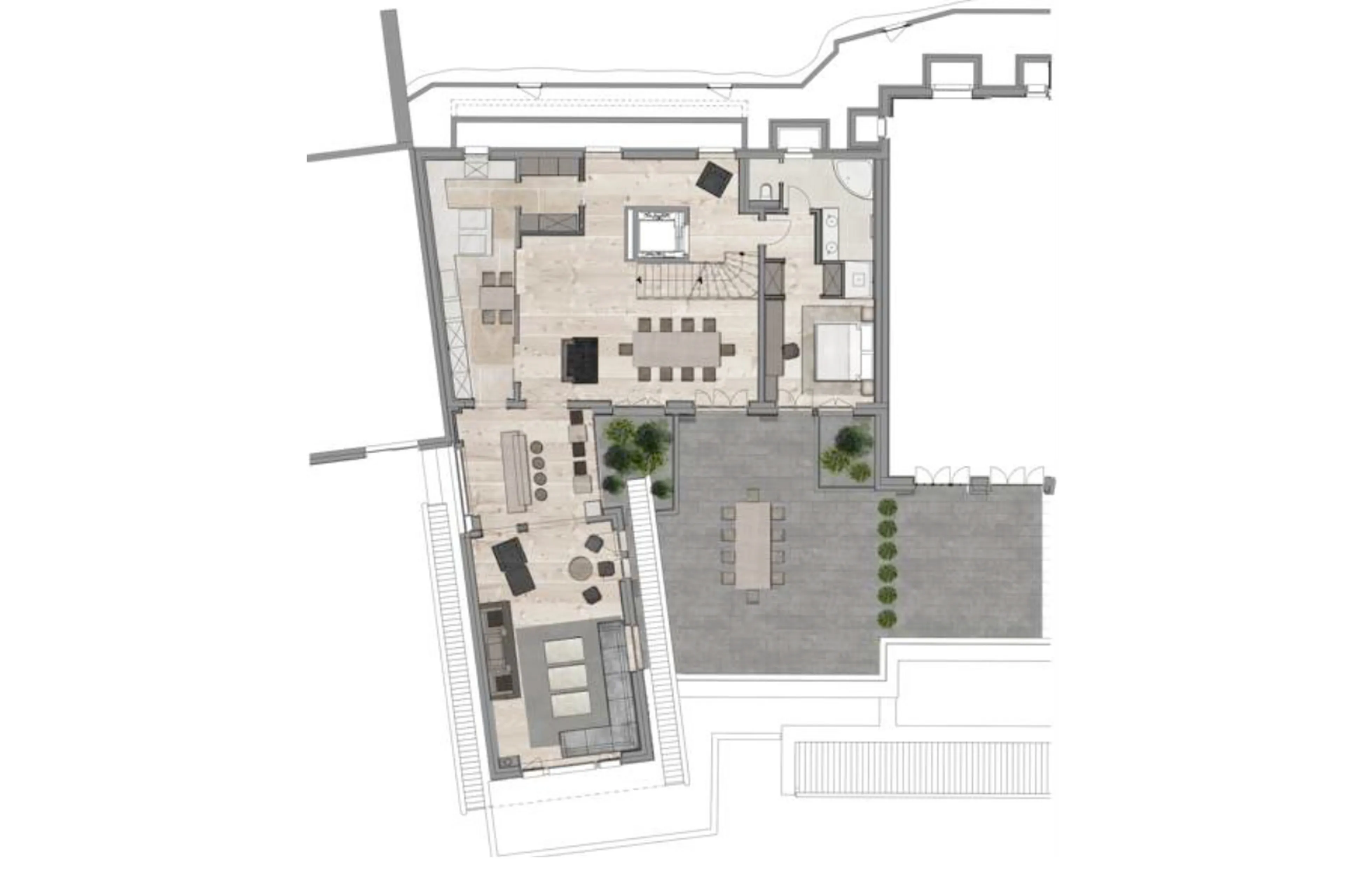 Level 2 floor plan of Chalet de Rougemont in Gstaad
