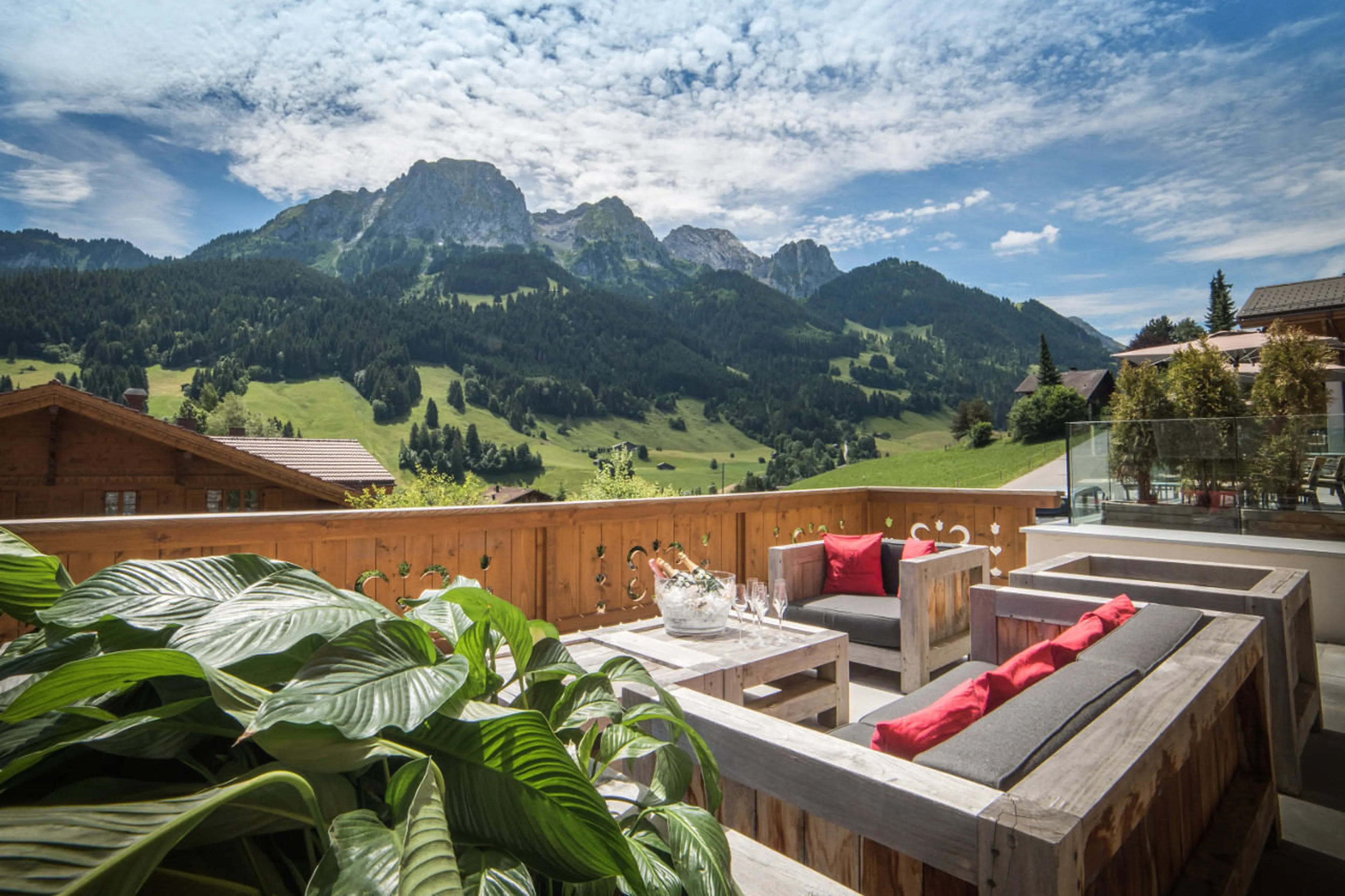 First level terrace of Chalet de Rougemont in Gstaad