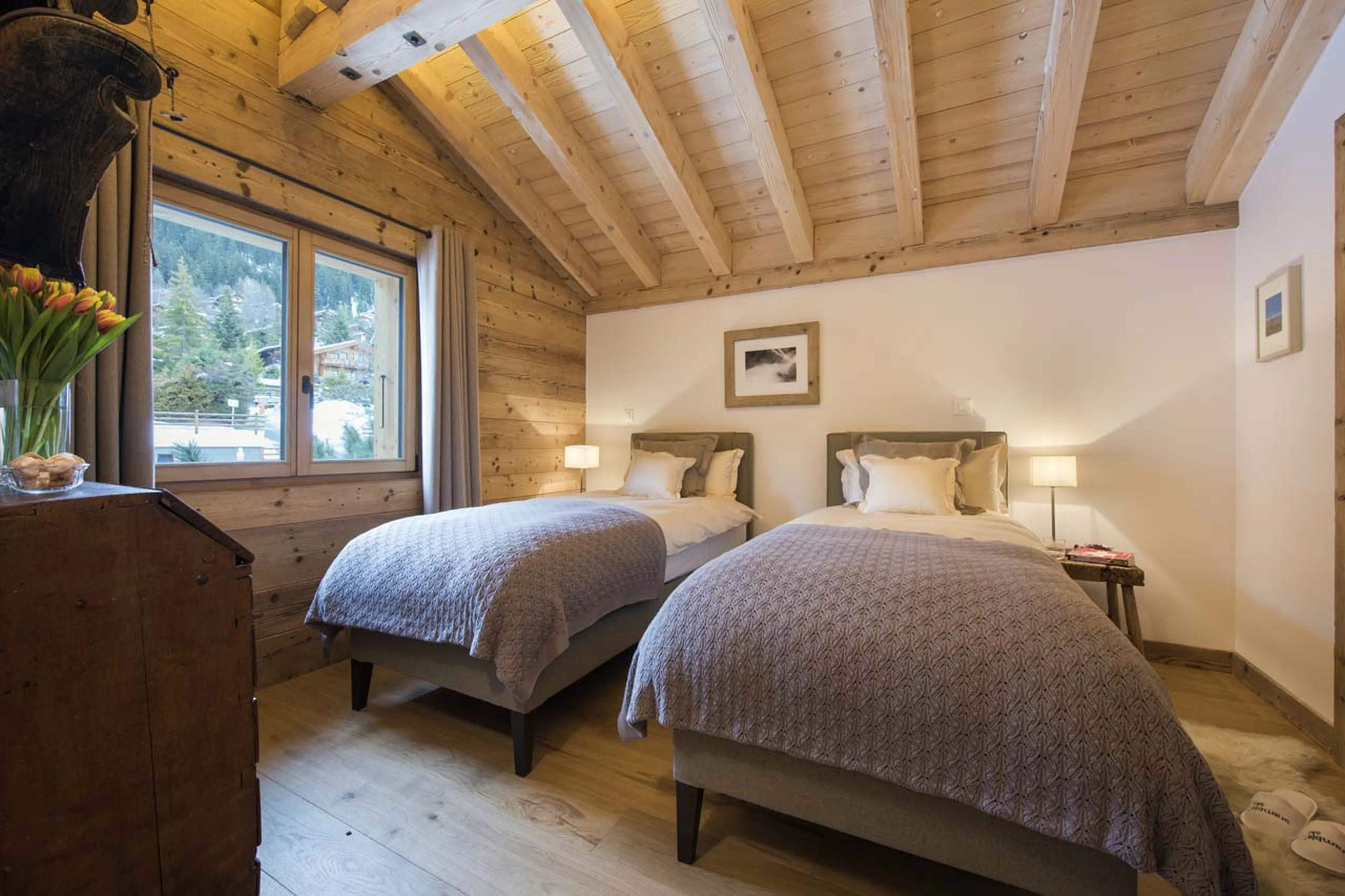 Bedroom five in Chalet Delormes in Verbier