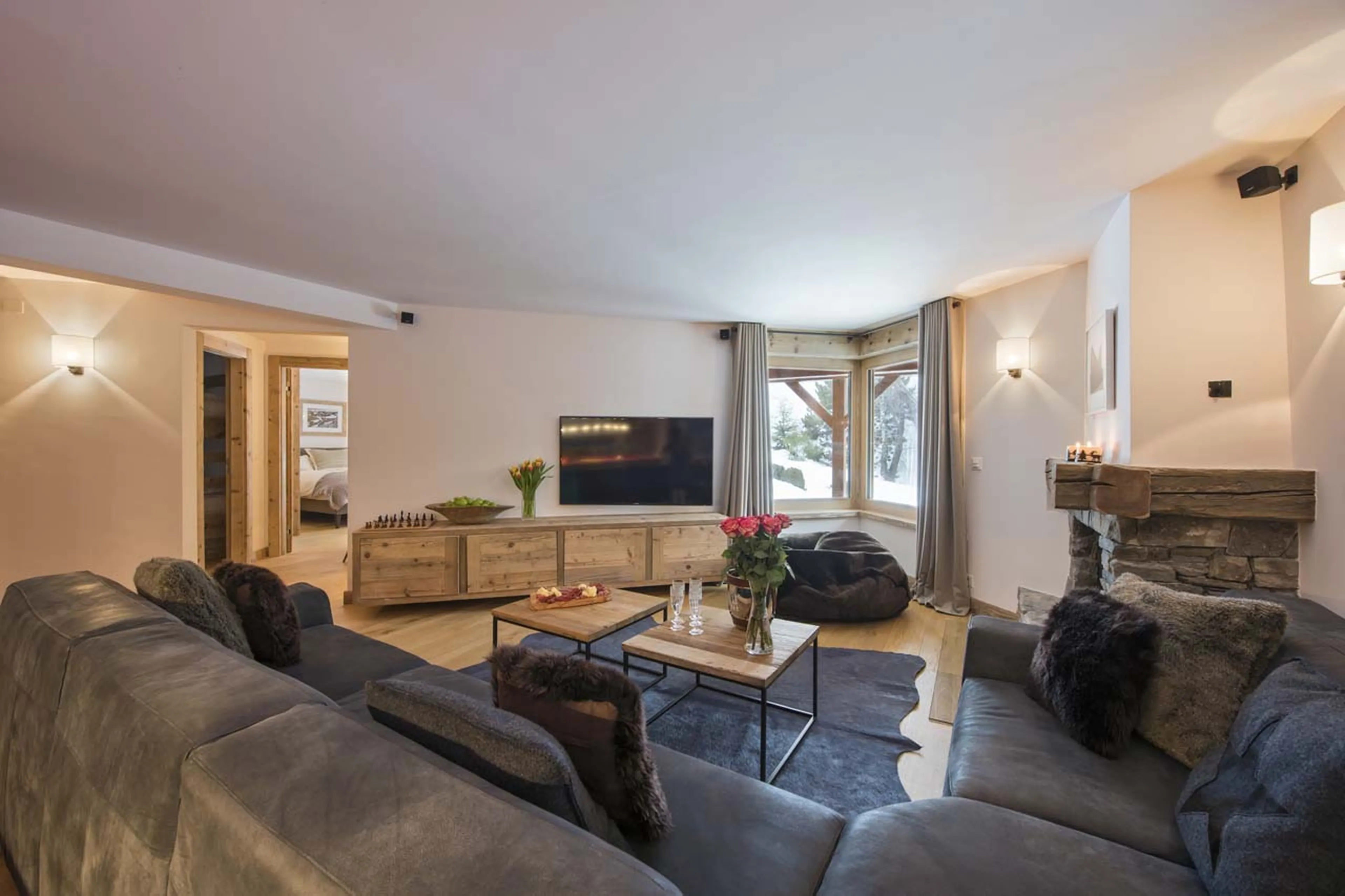 Tv and games room in Chalet Delormes in Verbier