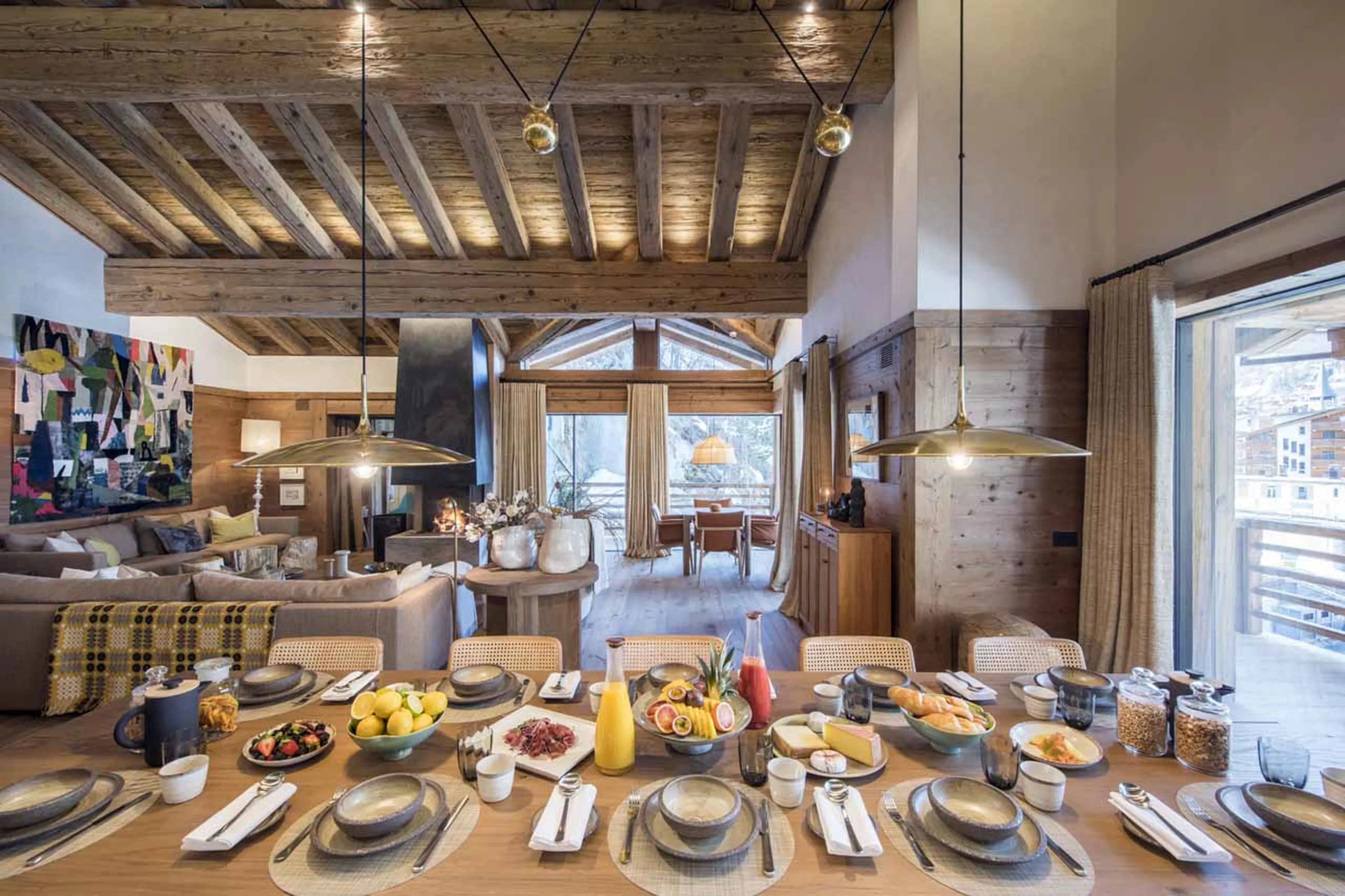 Dining area at Chalet Denali in Zermatt