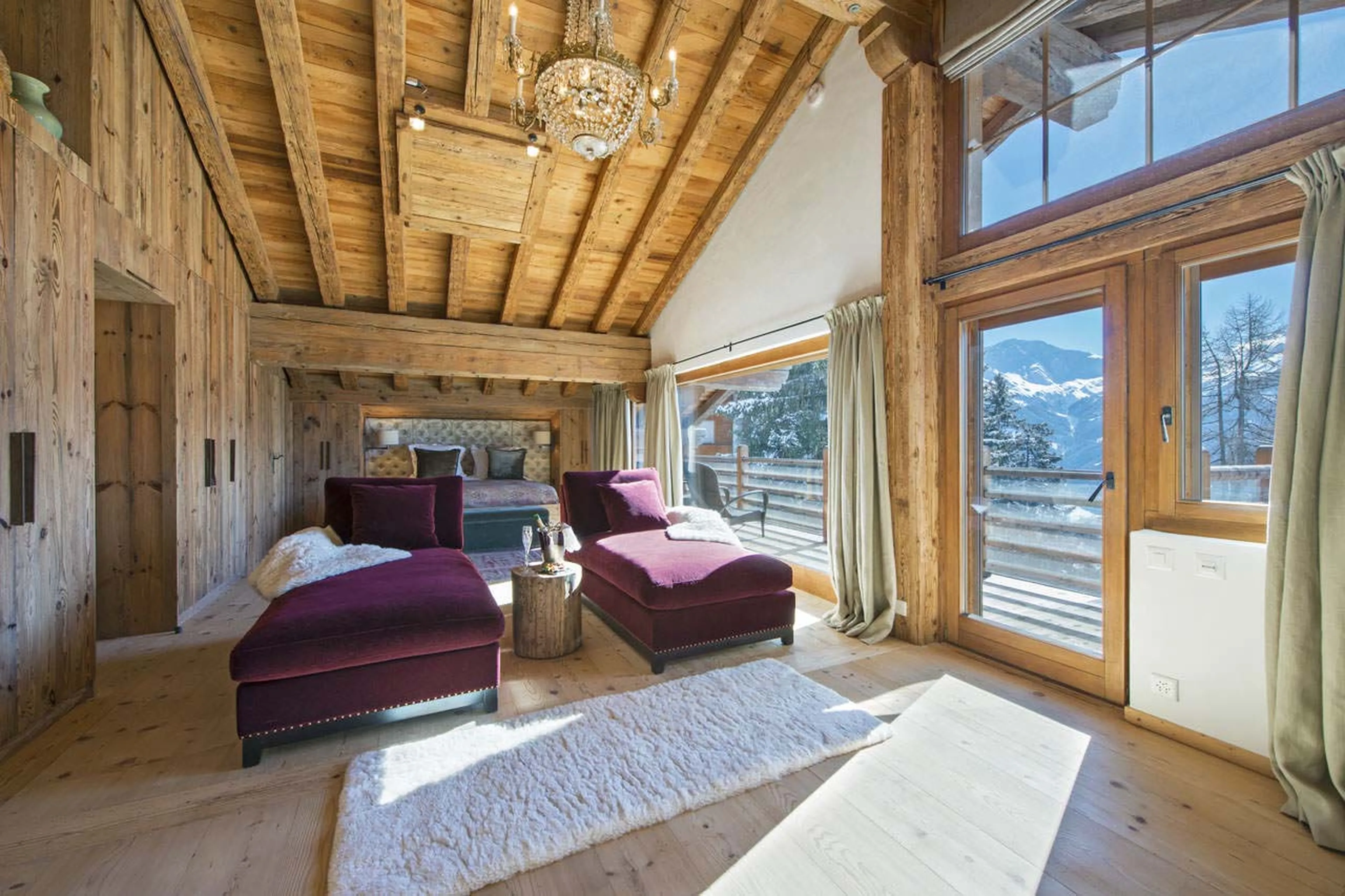 Private balcony of master bedroom in  Chalet Dent Blanche in Verbier