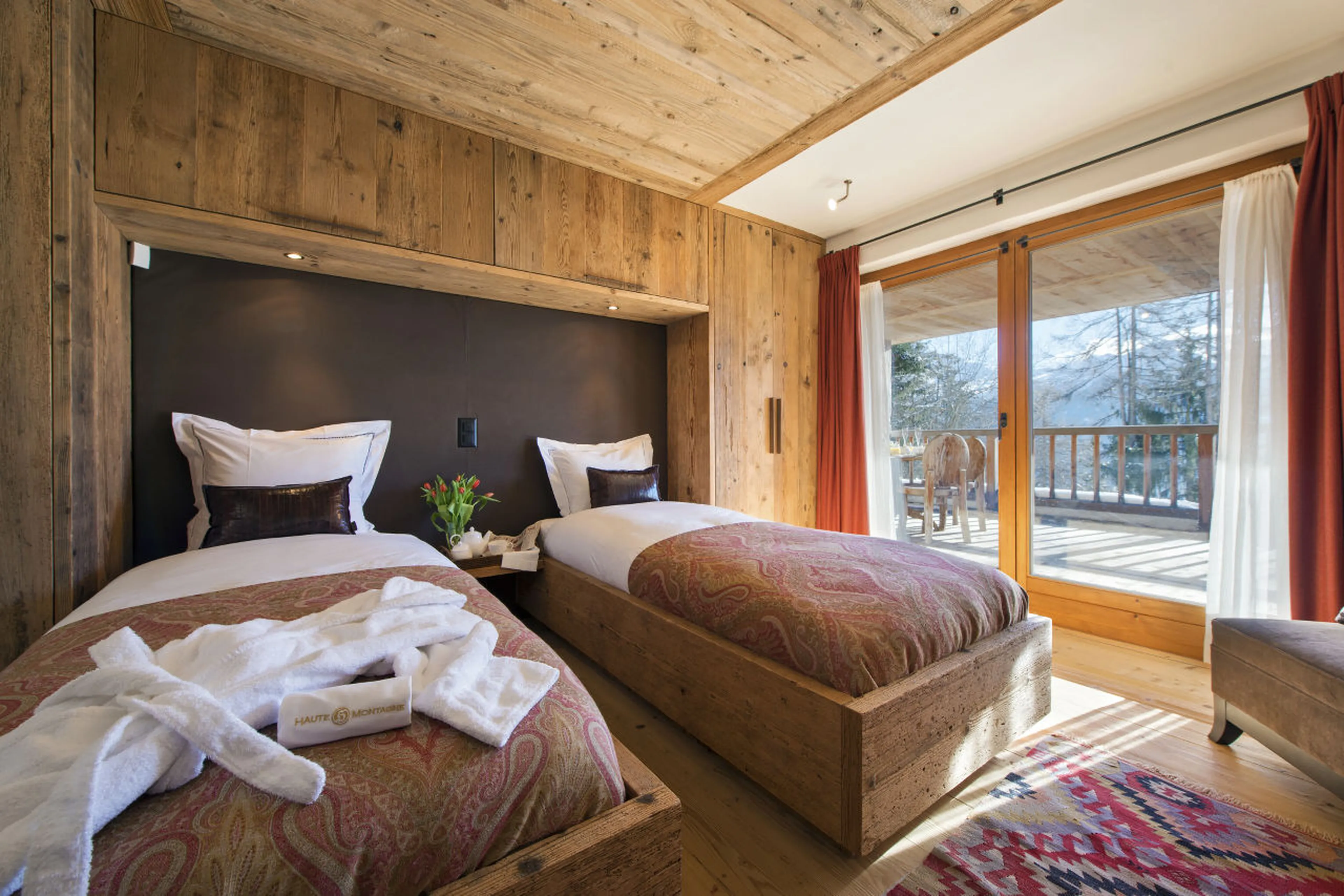Balcony access from twin bedroom in  Chalet Dent Blanche in Verbier