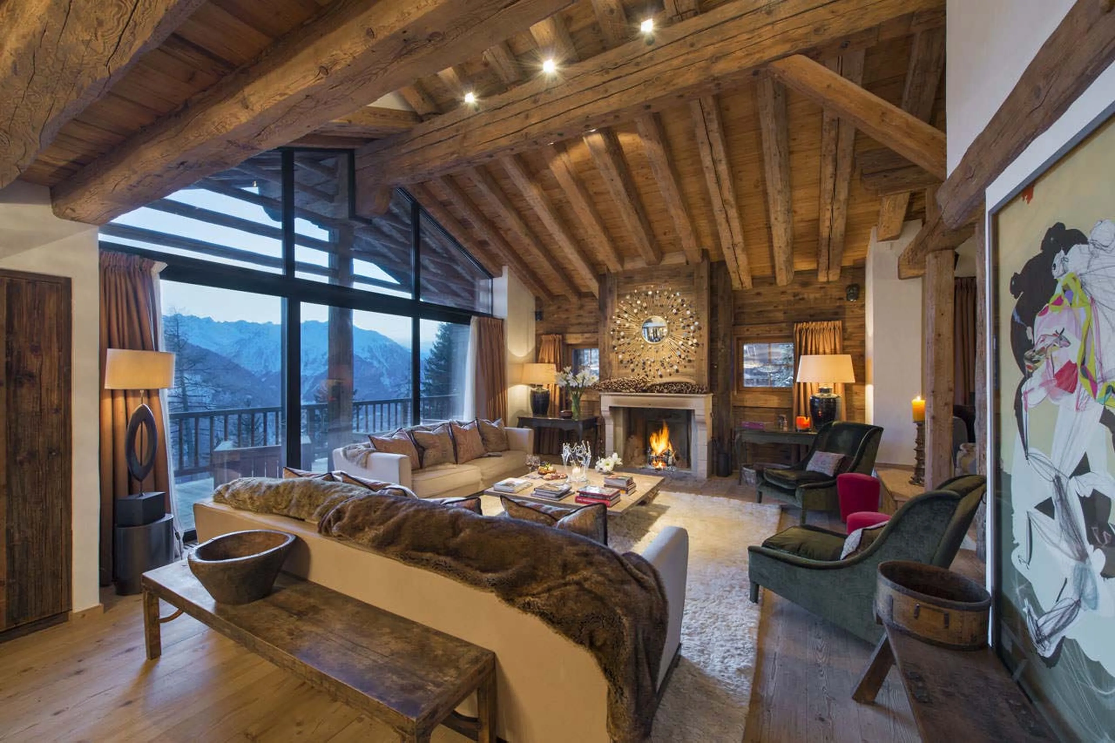 Open plan living area in  Chalet Dent Blanche in Verbier