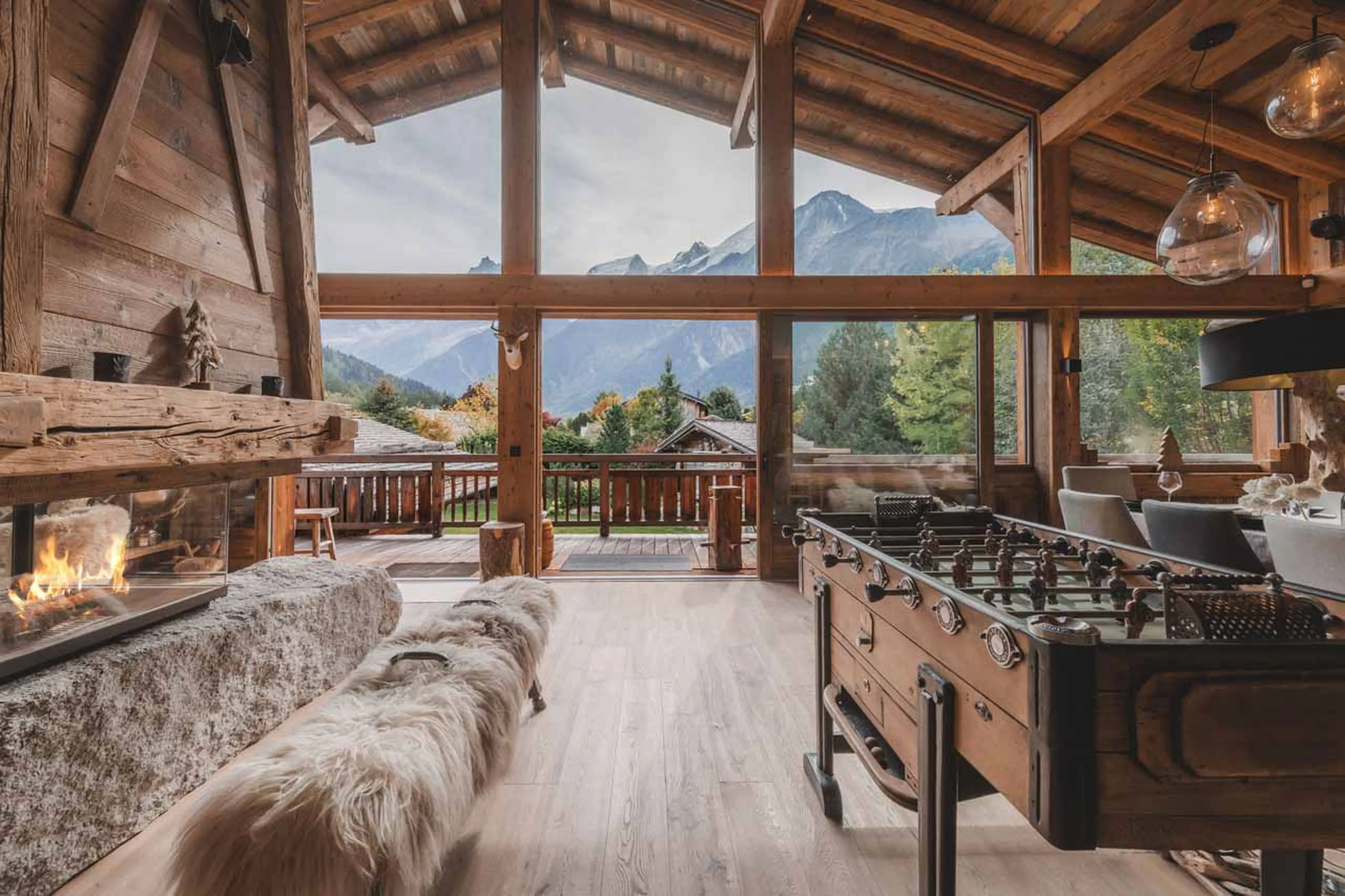 Fireplace at Chalet des Cristaux in Chamonix