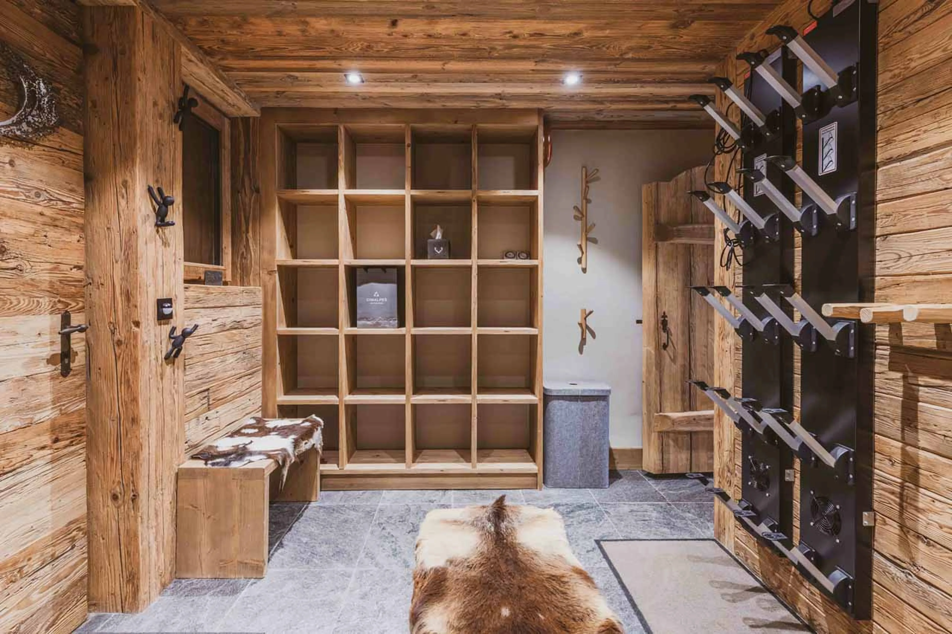 Ski room at Chalet des Cristaux in Chamonix