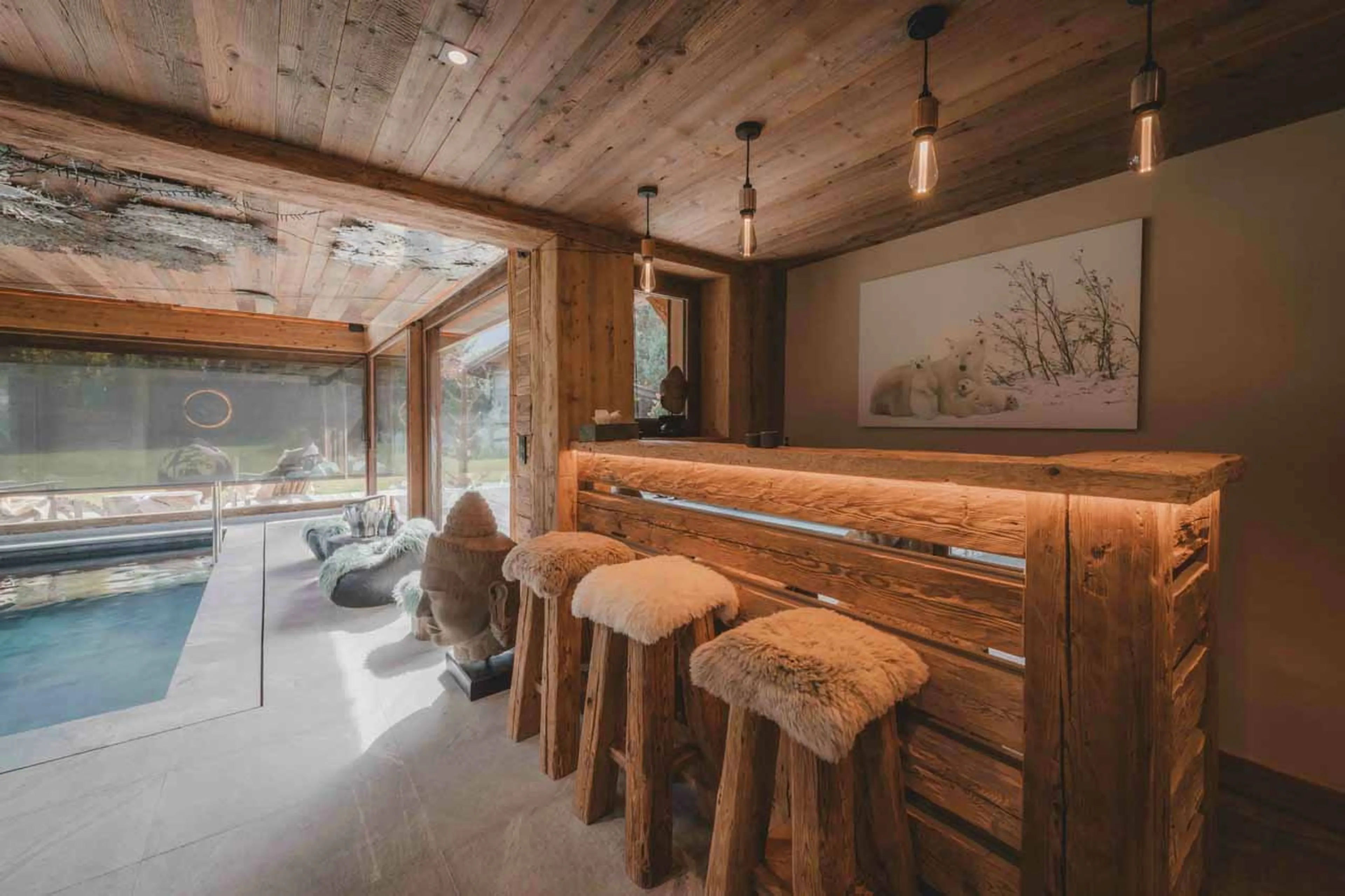 Ground floor space for dance floor at Chalet des Cristaux in Chamonix