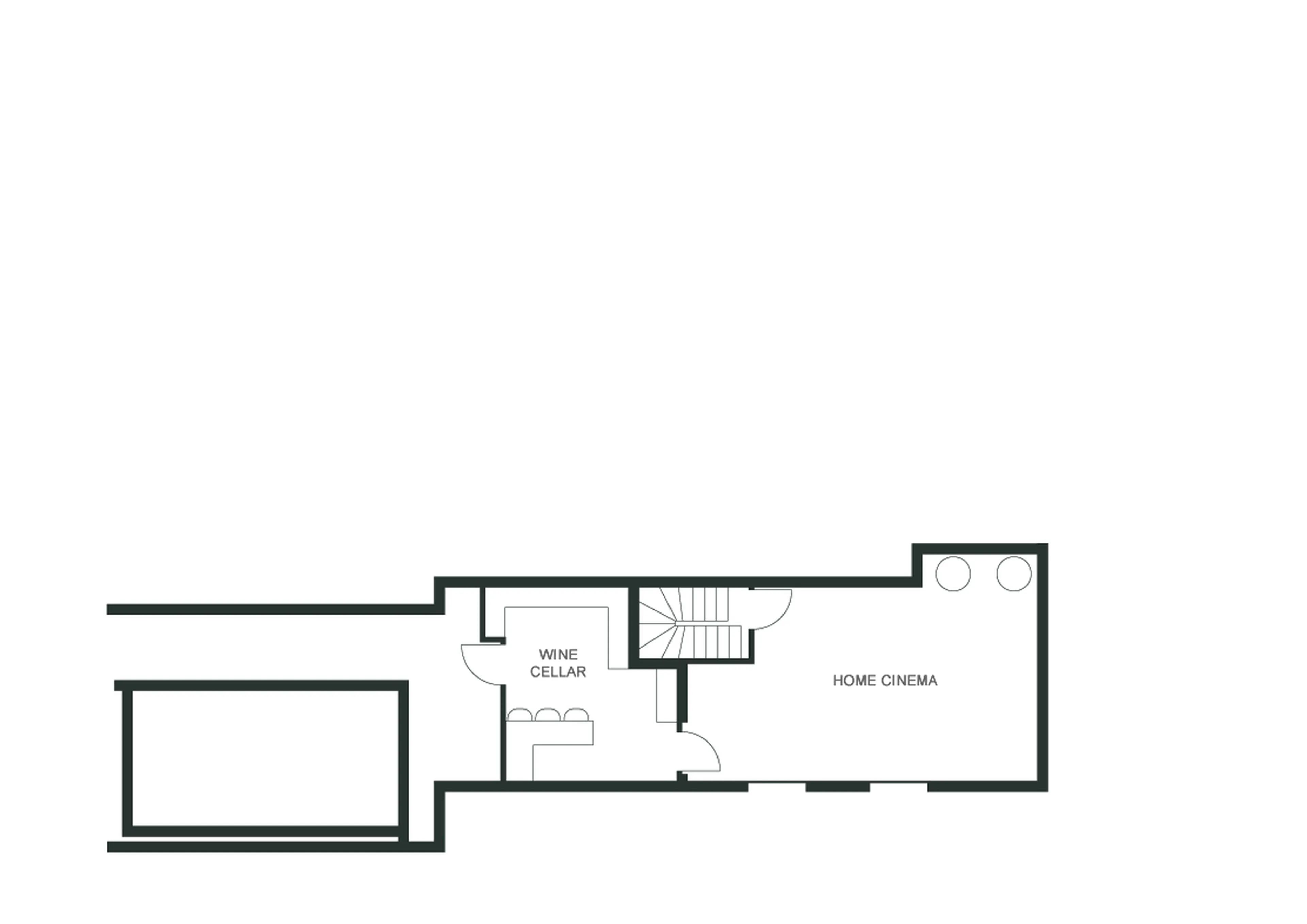 Basement level floor plan of Chalet des Cristaux in Chamonix