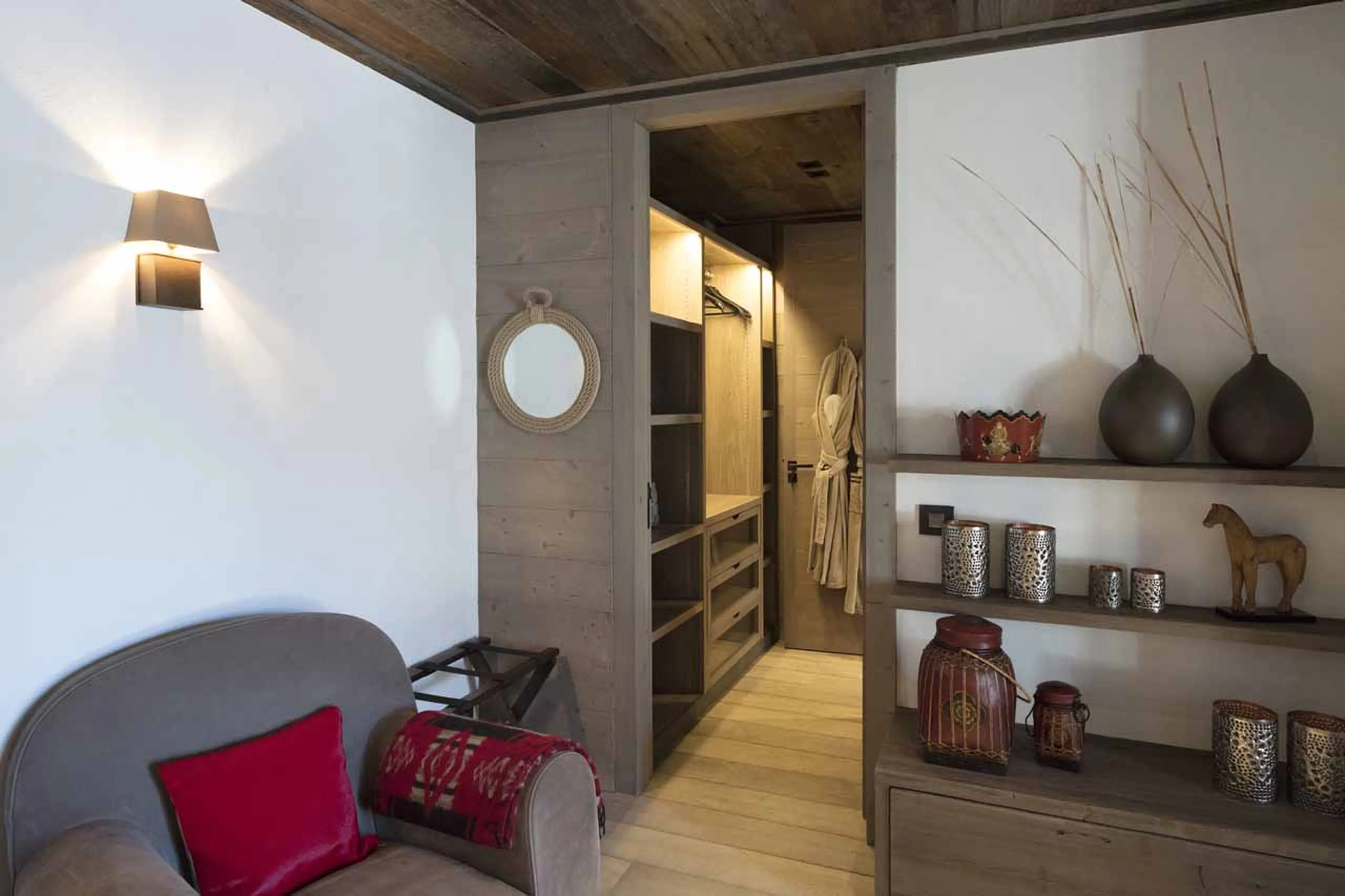 Decor in double bedroom at Chalet des Ecureuils in Megeve