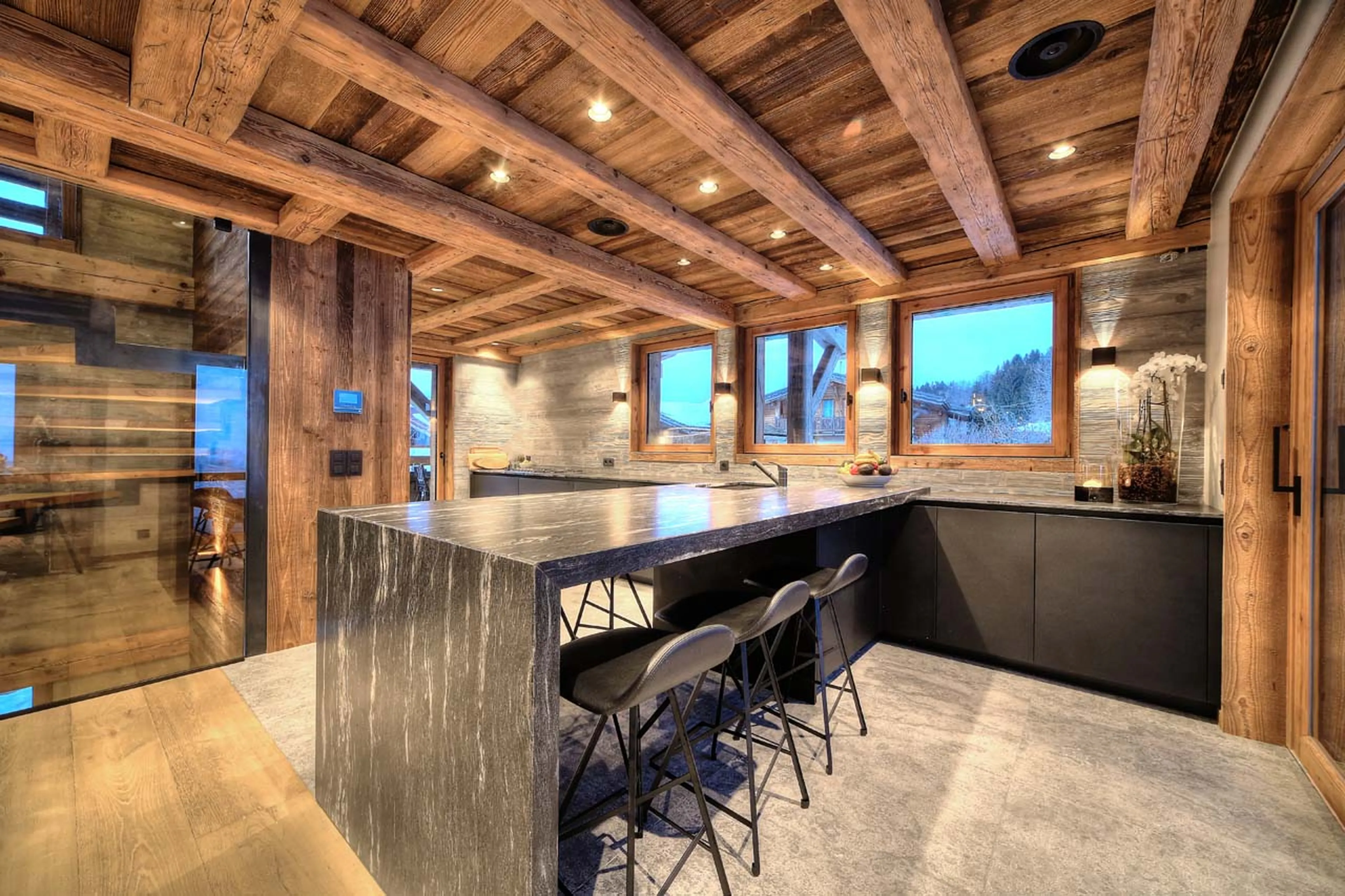 Kitchen at Chalet des Renards in Megeve