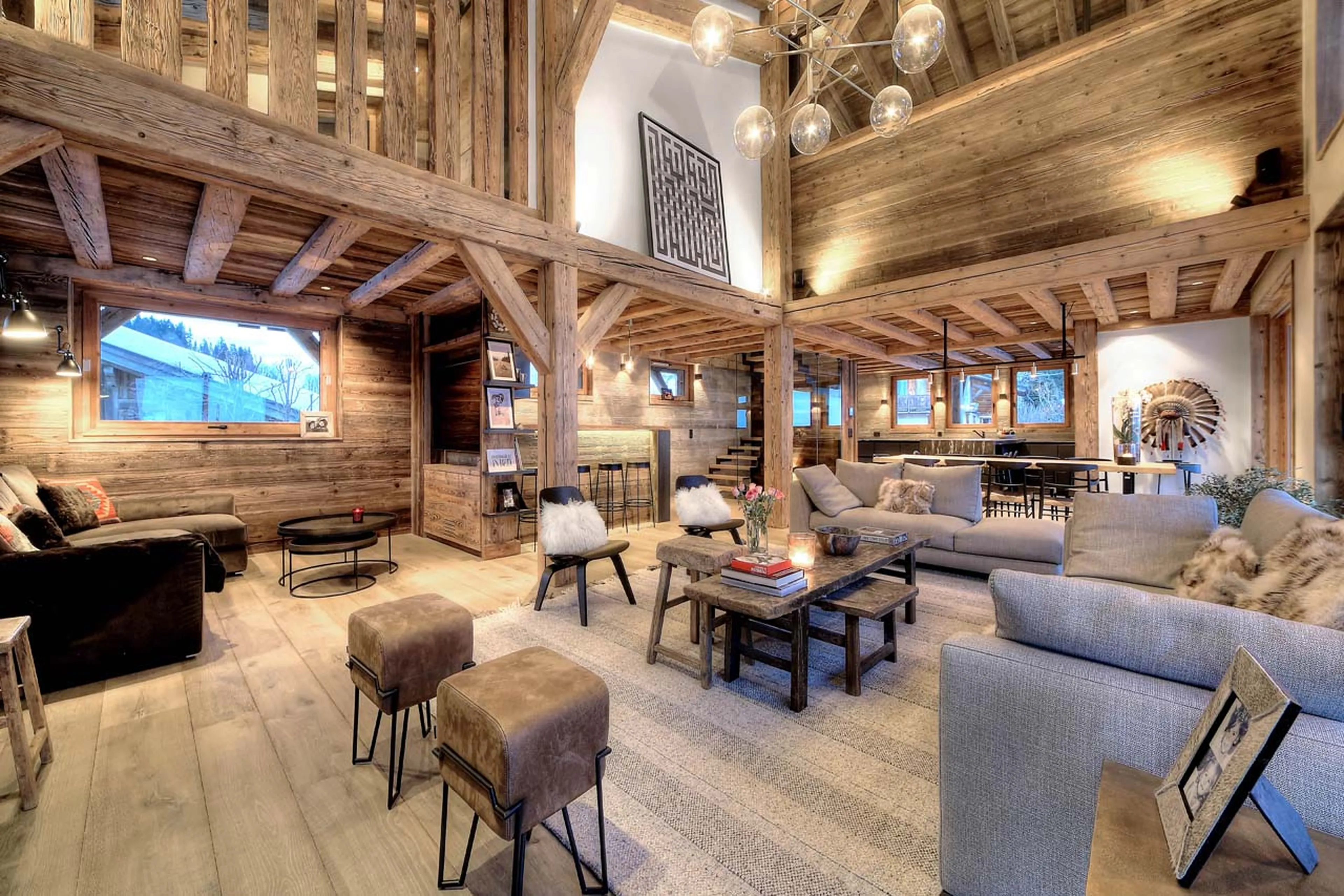 Living area at Chalet des Renards in Megeve