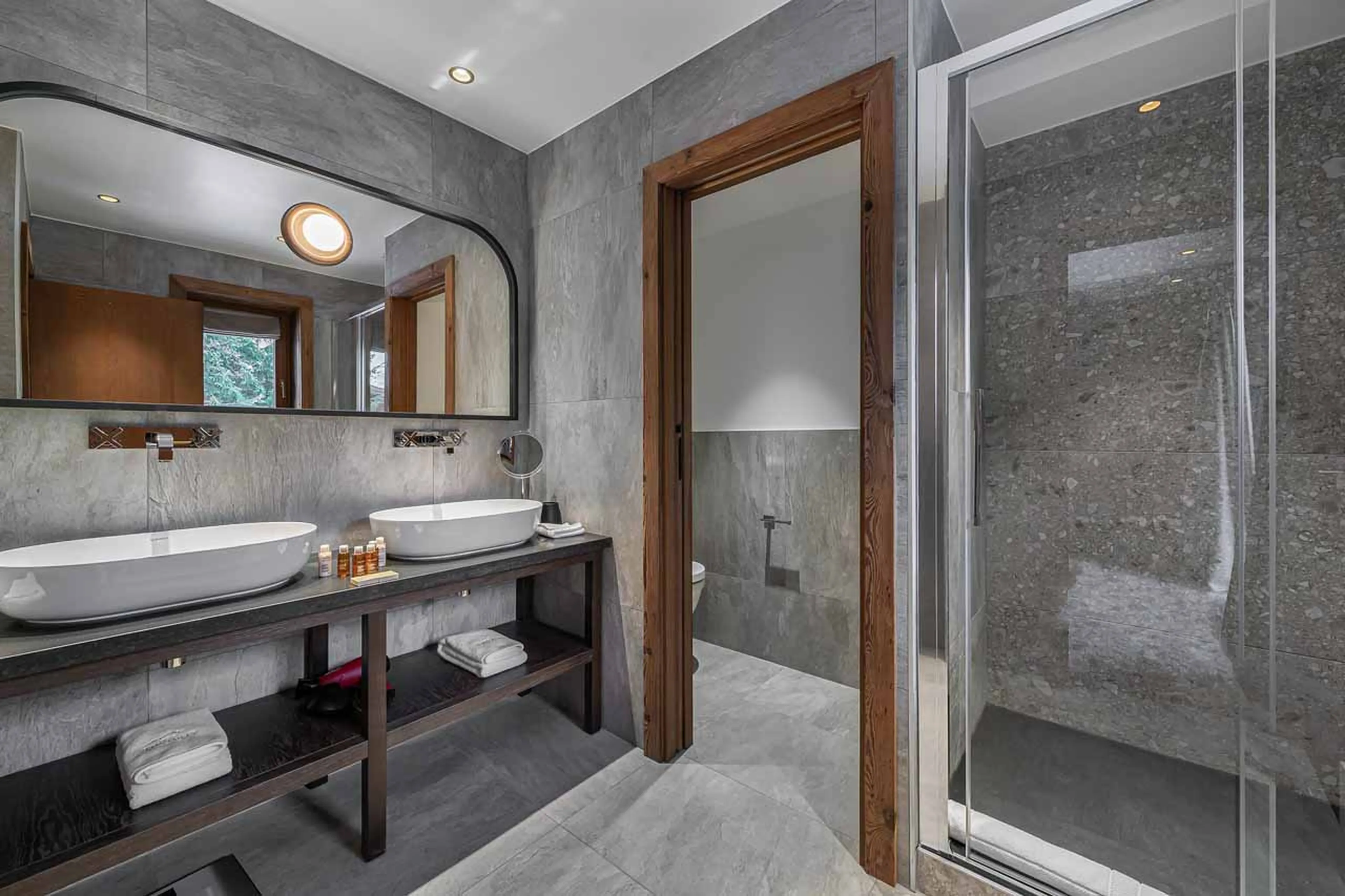 En-suite shower room at Chalet Divinity in Megeve