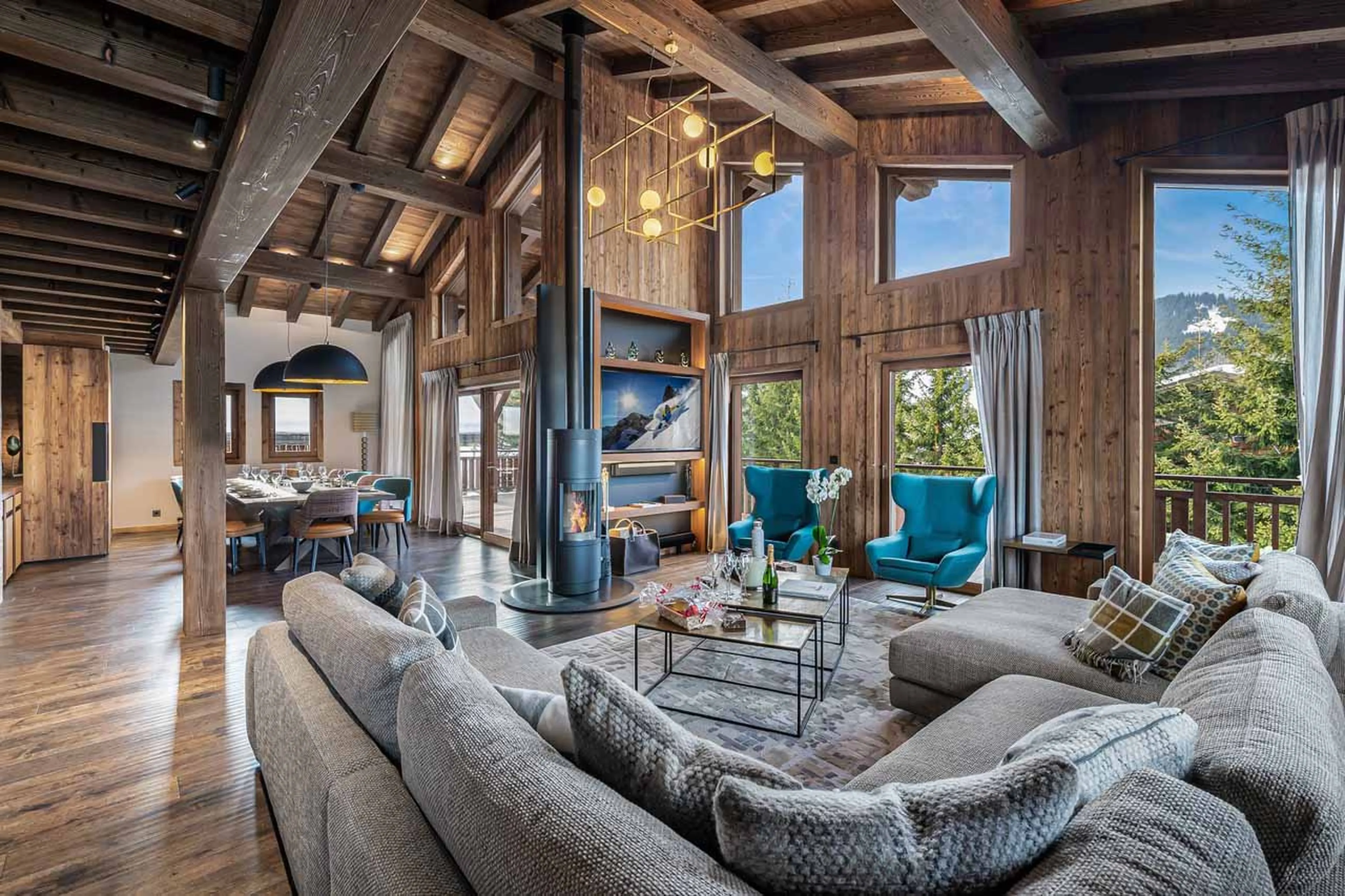 Living area at Chalet Divinity in Megeve