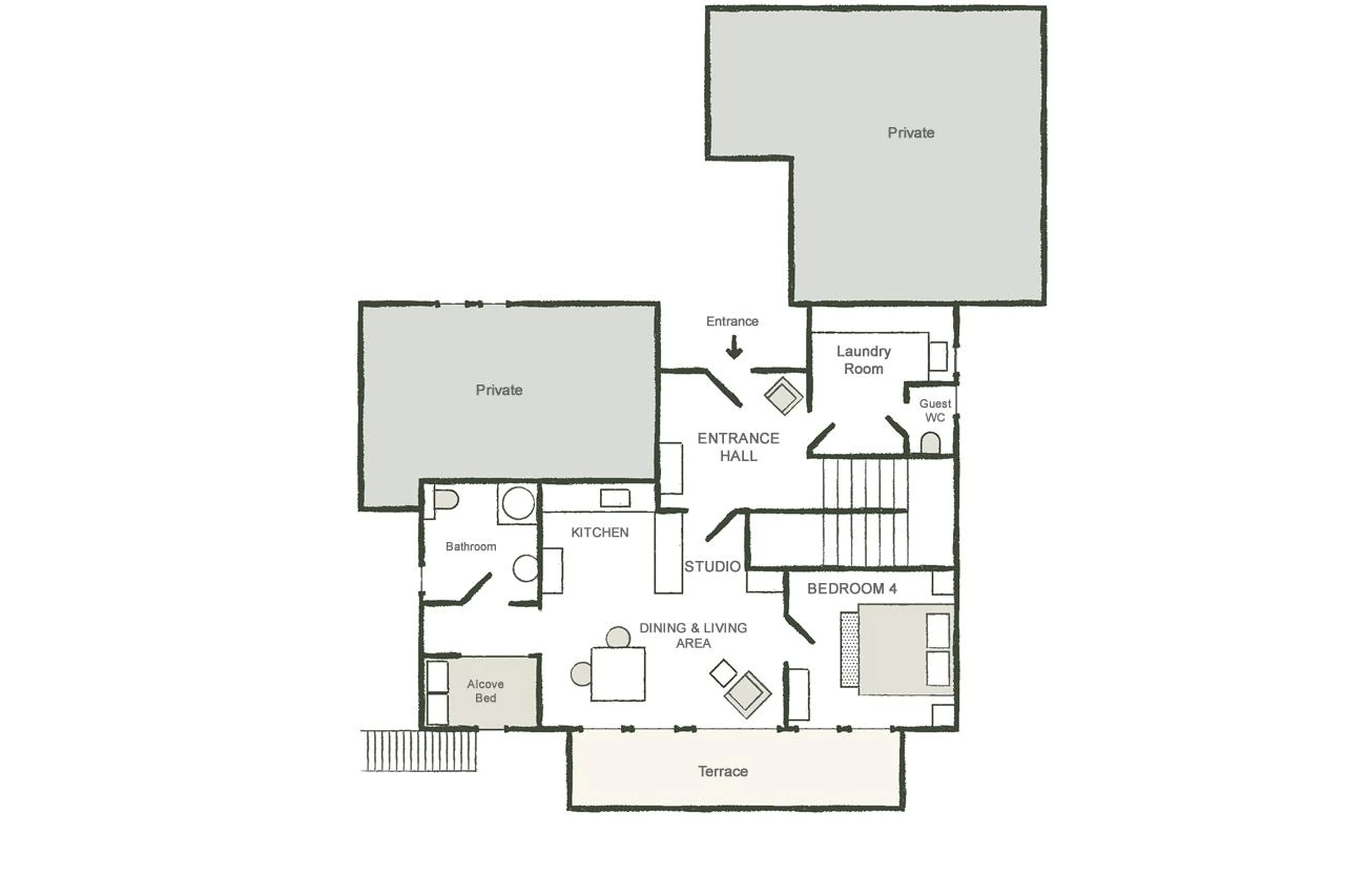 Level 0 floor plan of Chalet Donatien in Megeve