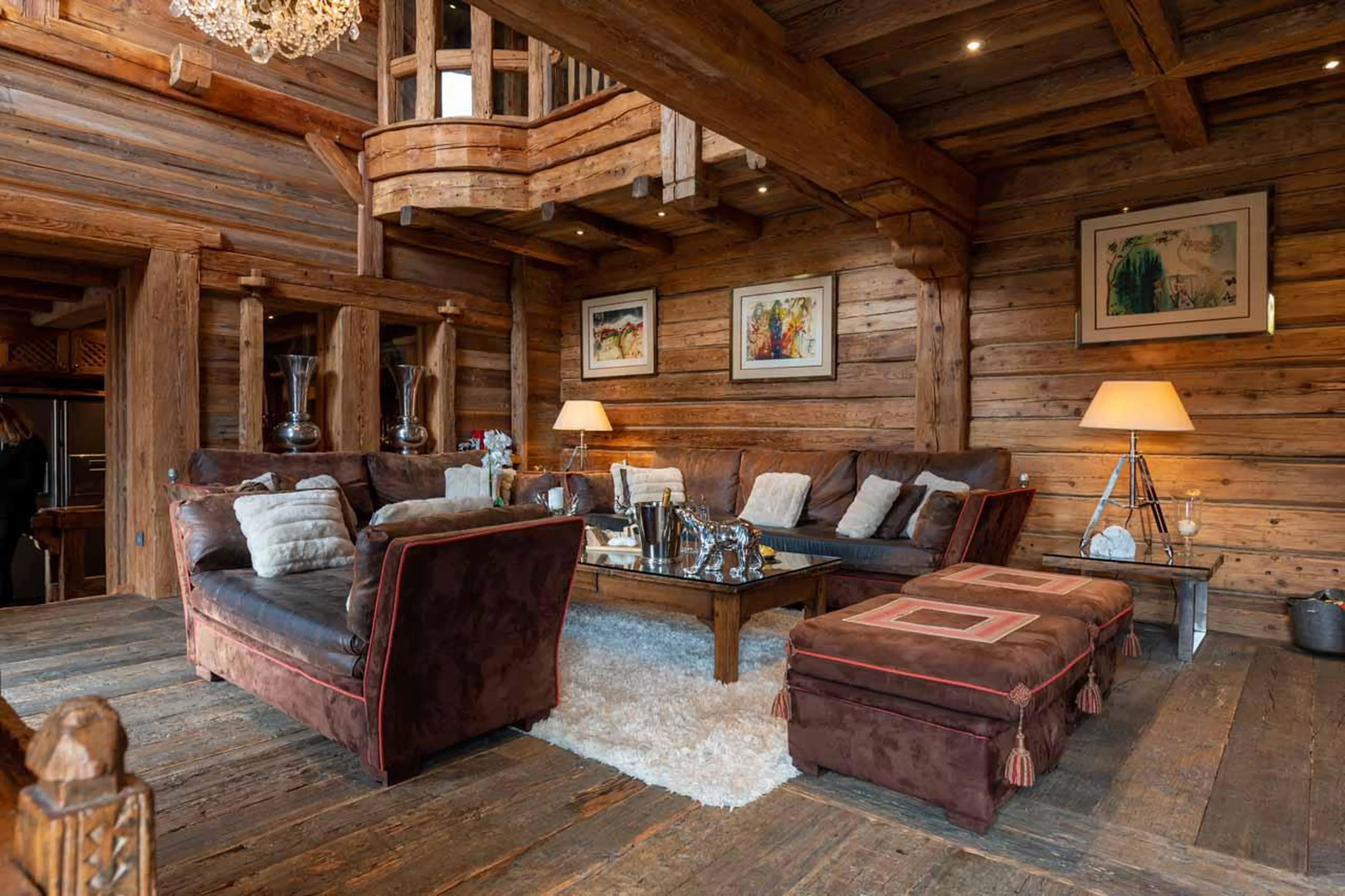 Open plan living area at Chalet Druchka in Meribel