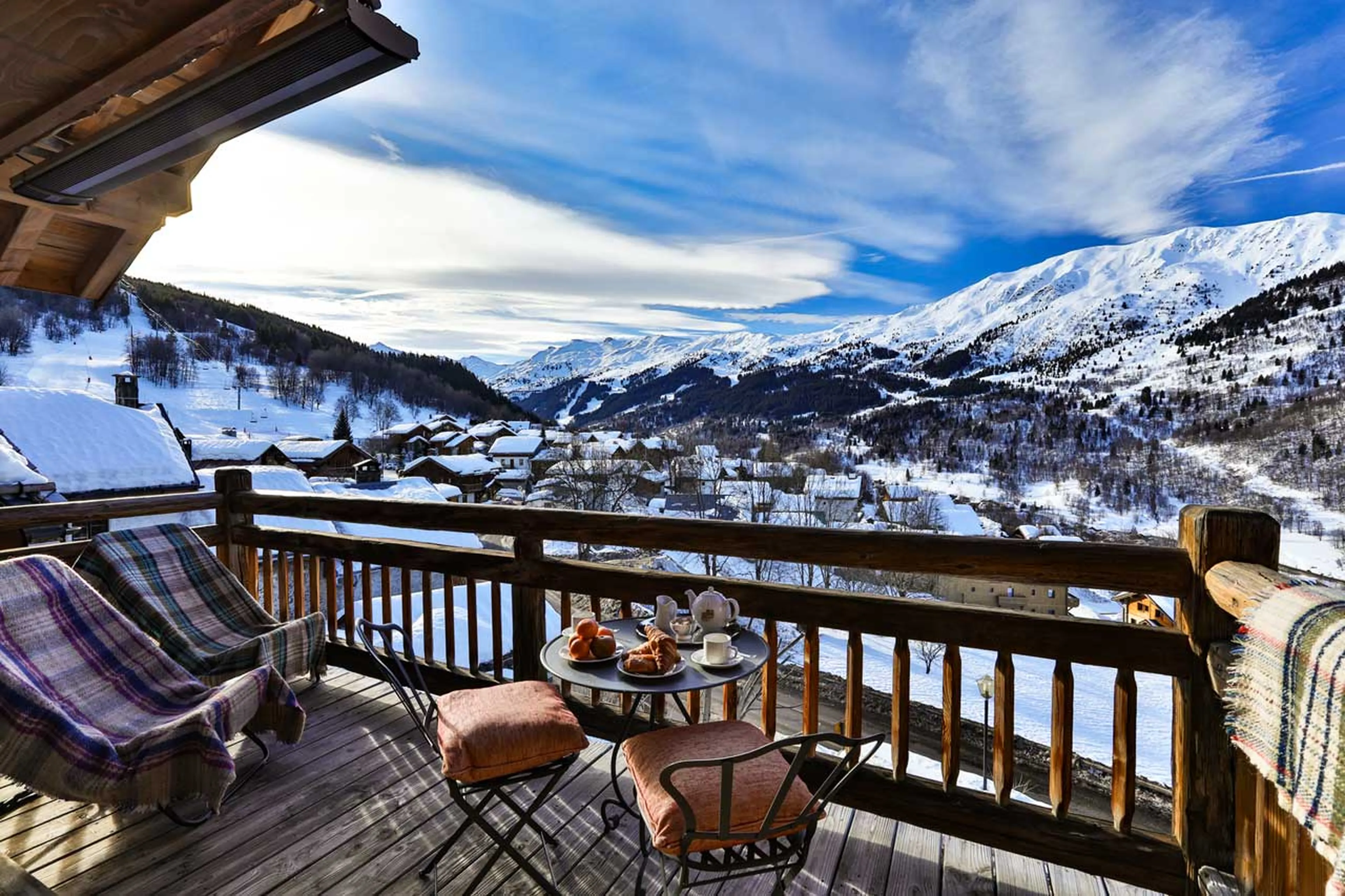 Balcony views from Chalet du Vallon in Meribel
