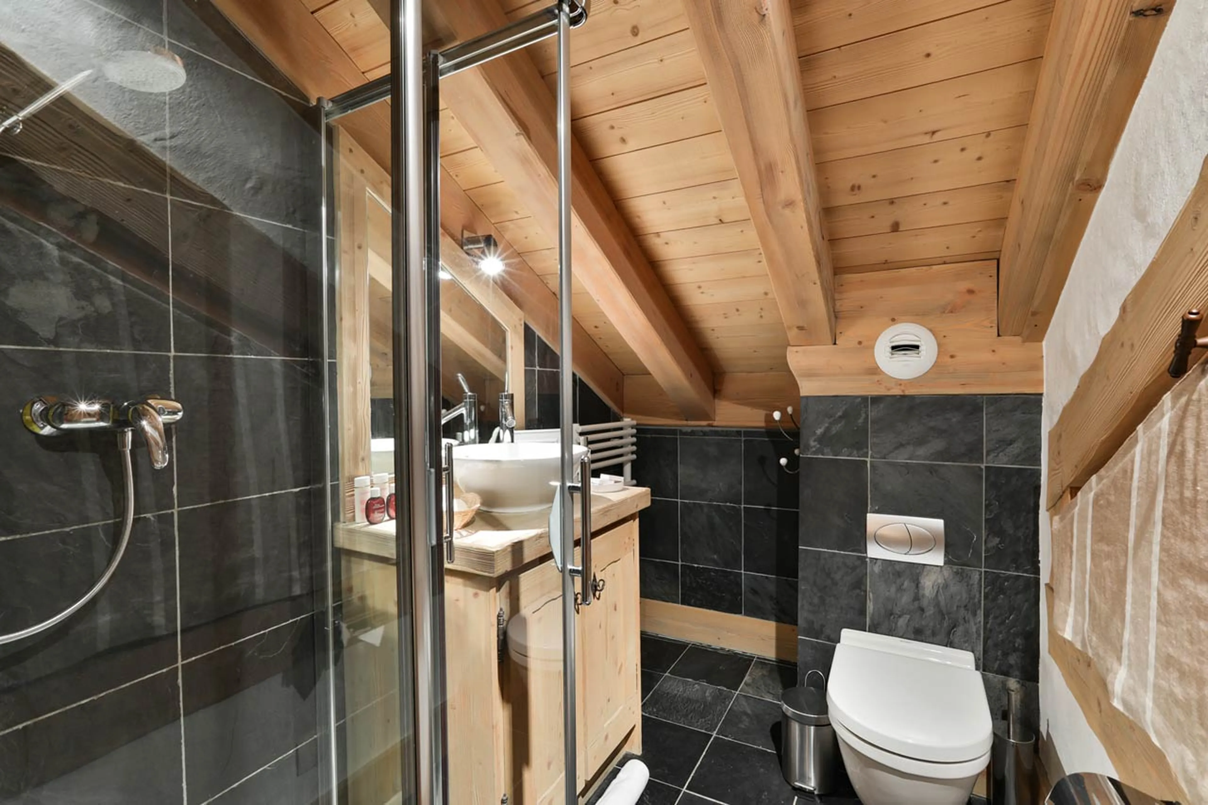 En-suite shower room at Chalet du Vallon in Meribel