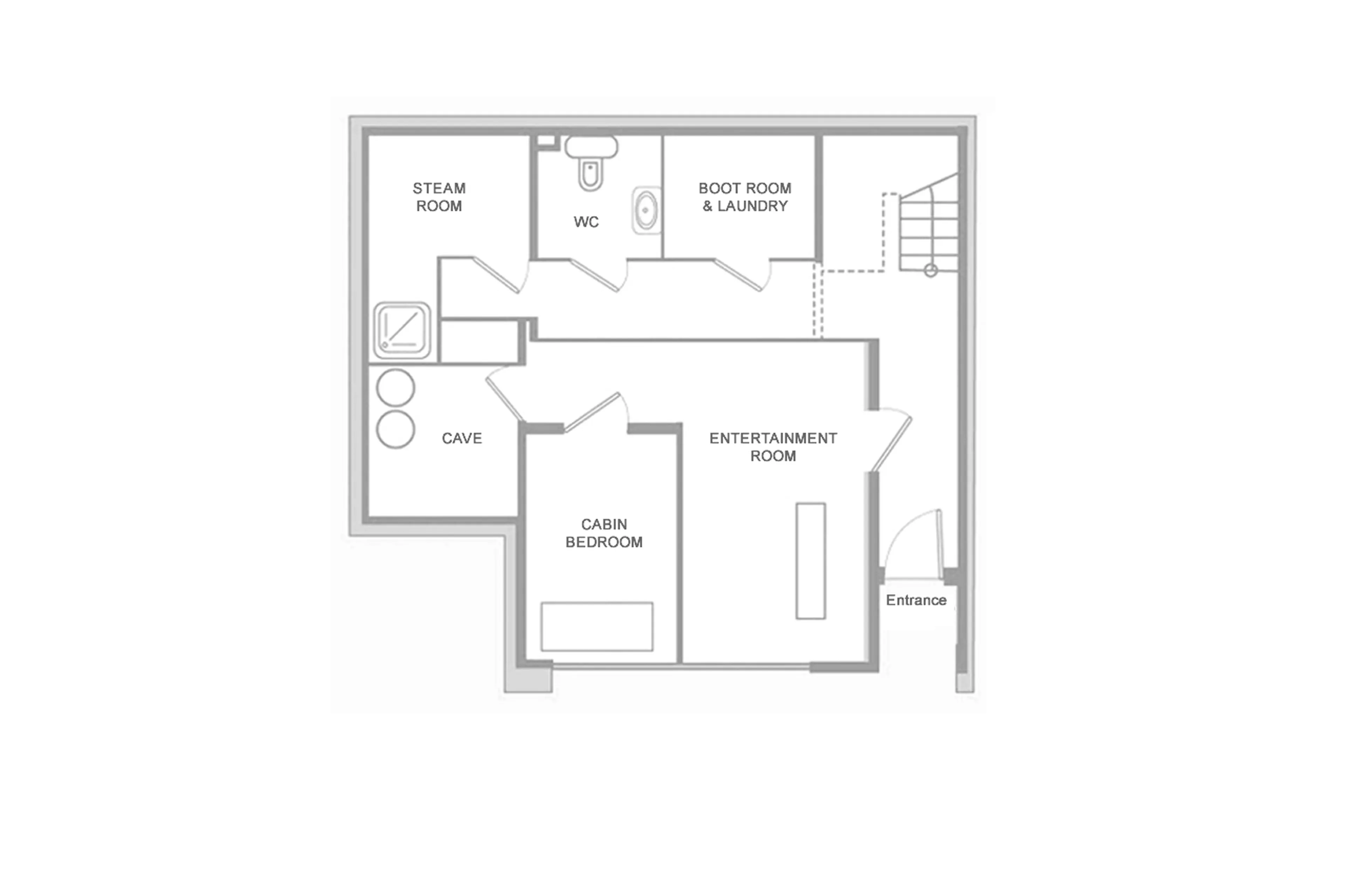 Level 0 floor plan of Chalet Du Vallon in Meribel