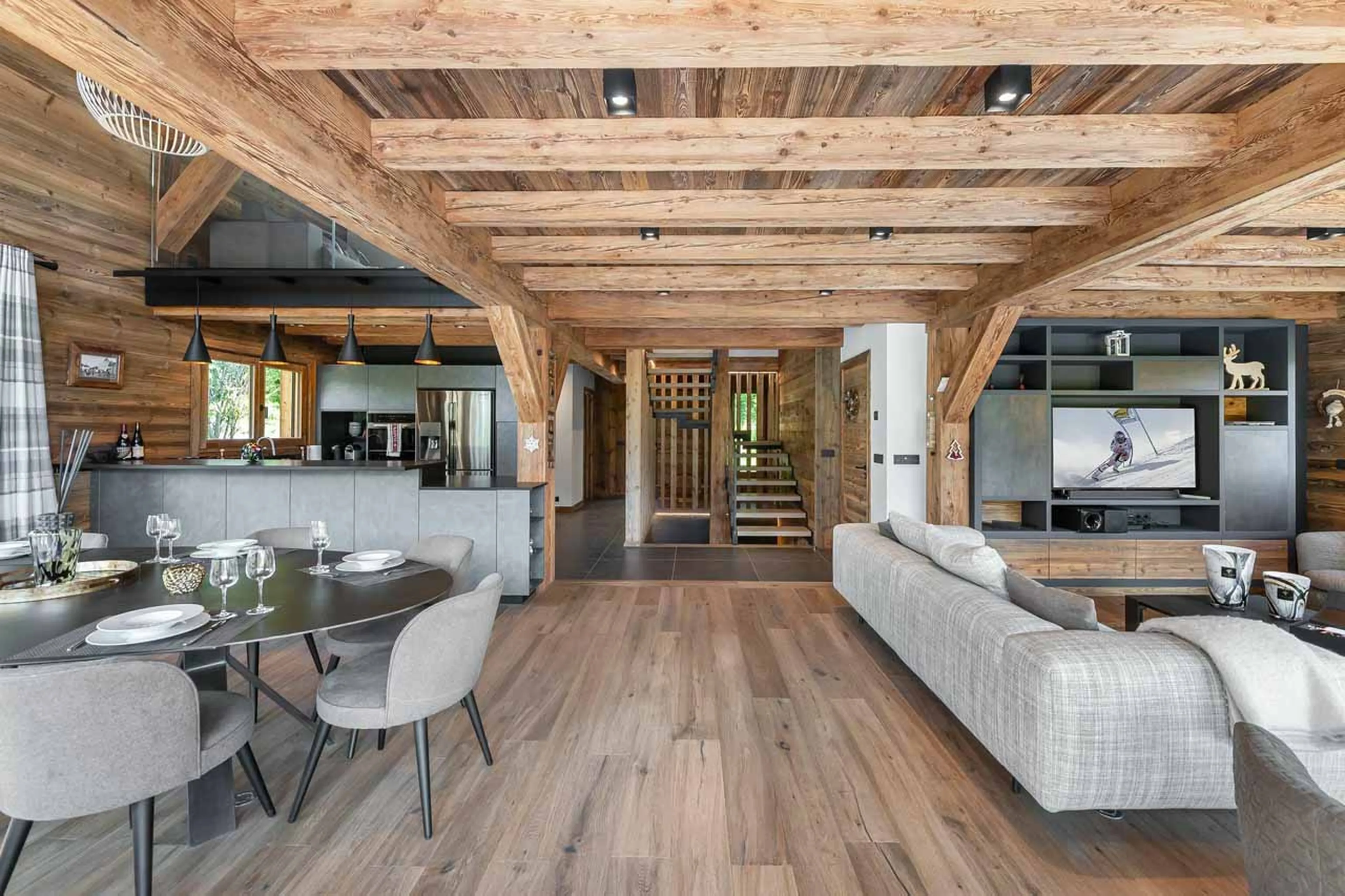 Living and dining area at Chalet Eastwood in Megeve