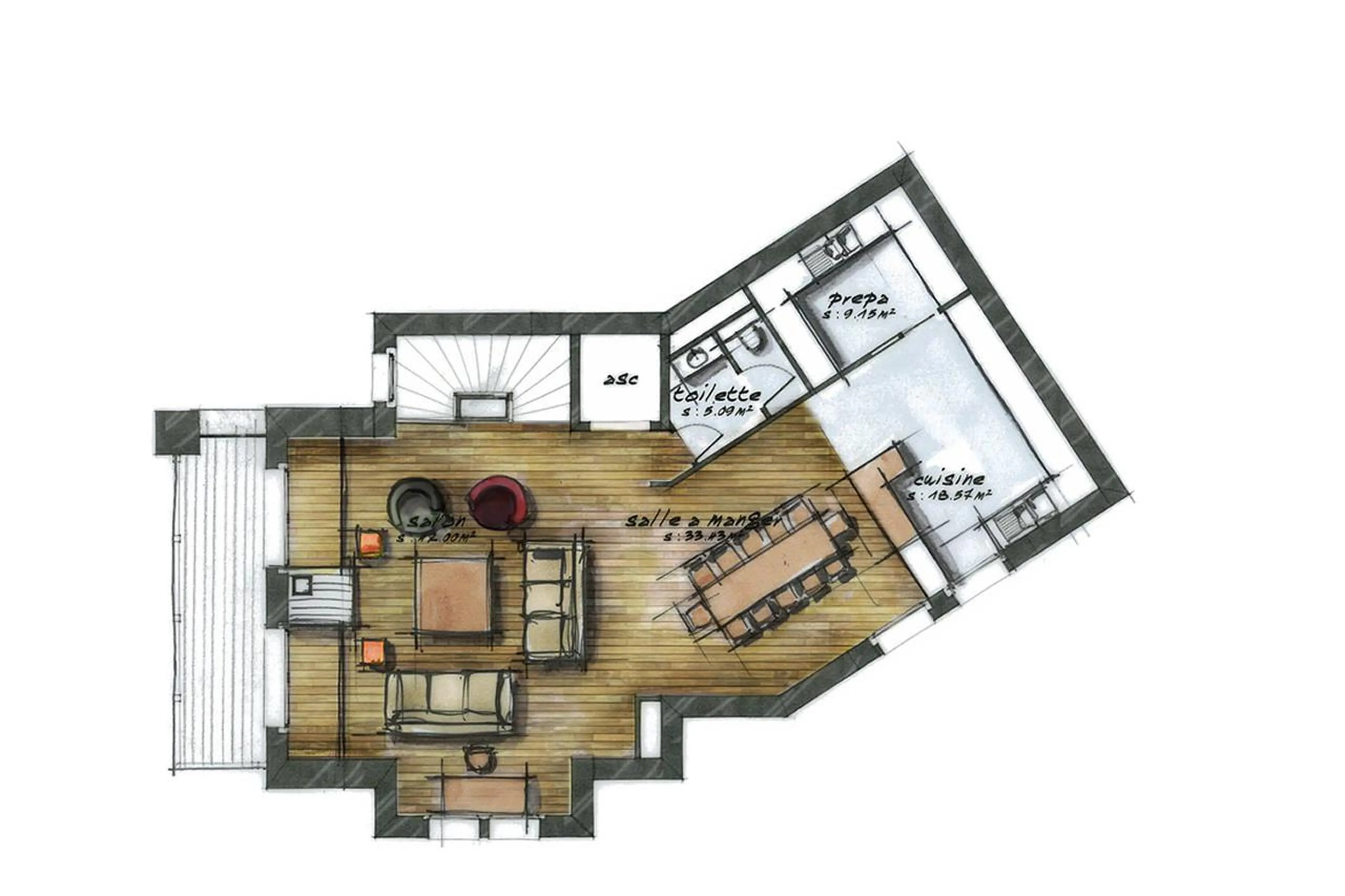 Level 2 floor plan of Chalet Ebene in Val d’ Isere