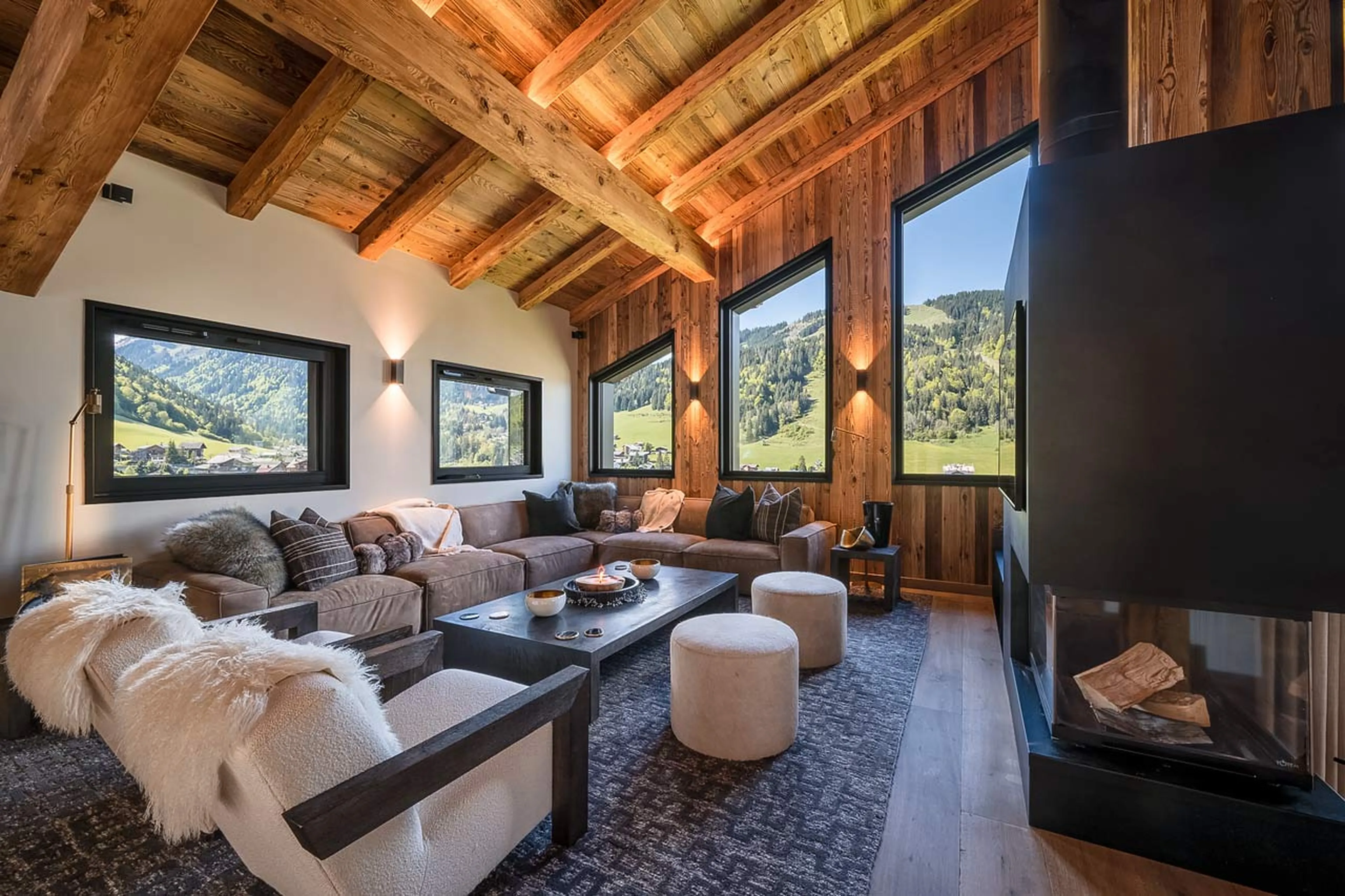 Mountain views from lounge of Chalet Ecliptique in Morzine