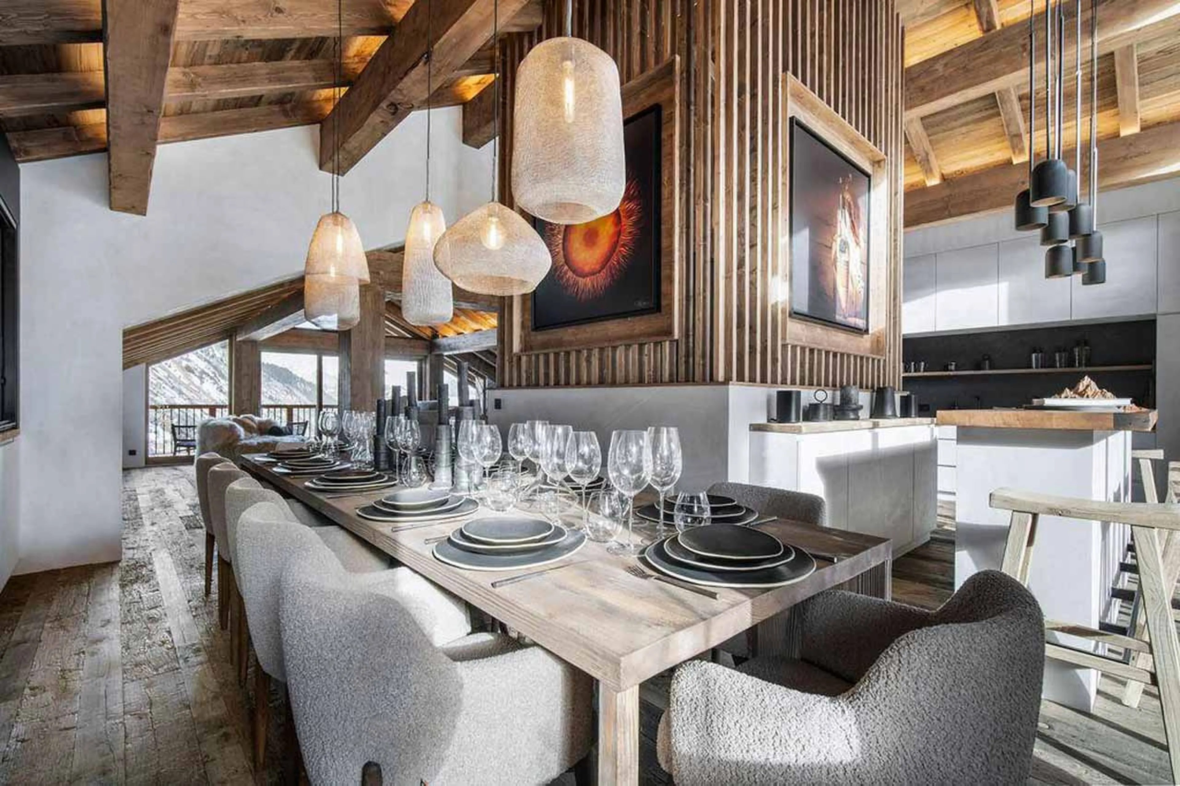 Dining table at Chalet Eden in St Martin de Belleville