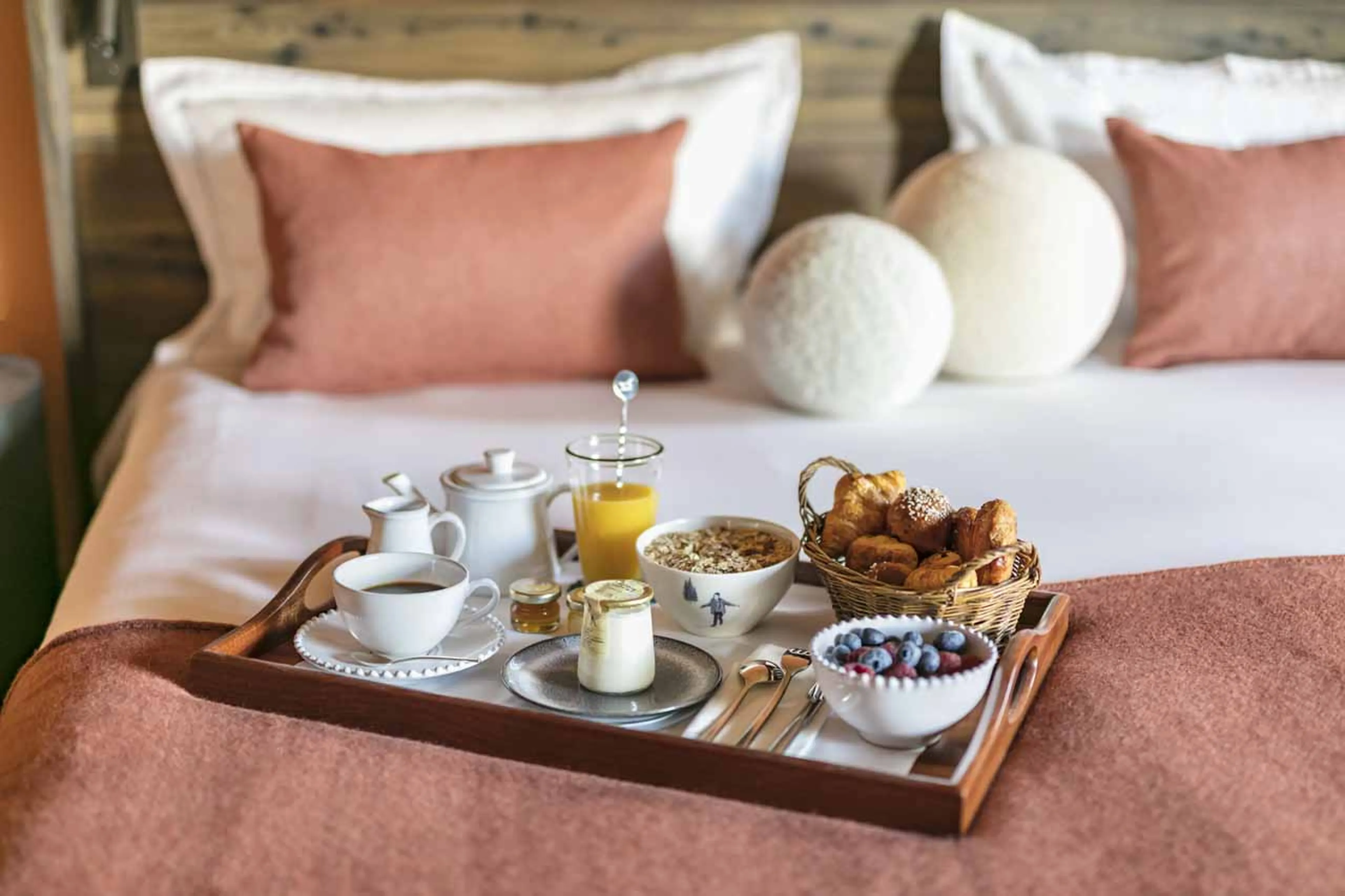 Breakfast in bed at Chalet Eglantine in Meribel