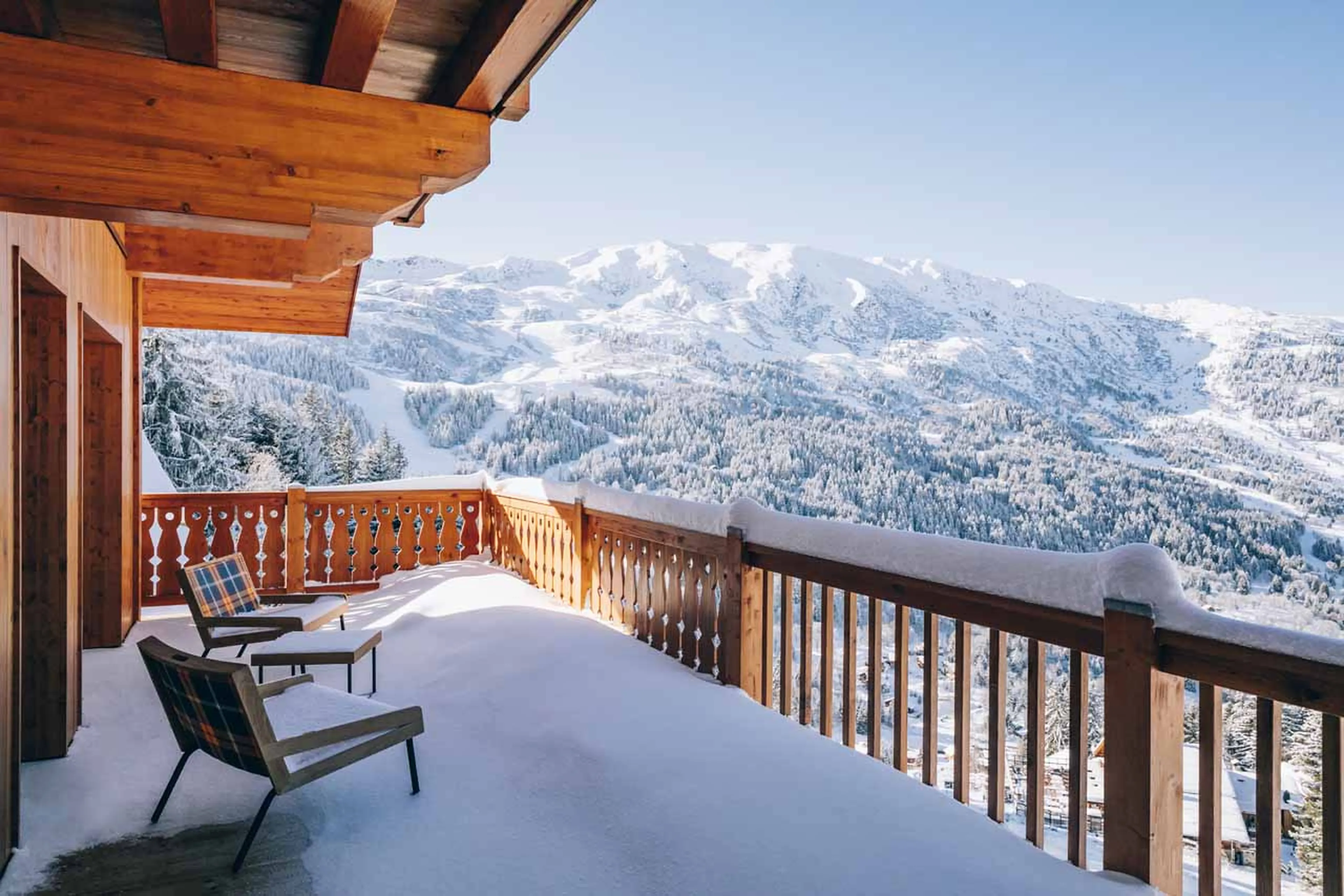 Mountain views from the balcony of Chalet Eglantine in Meribel