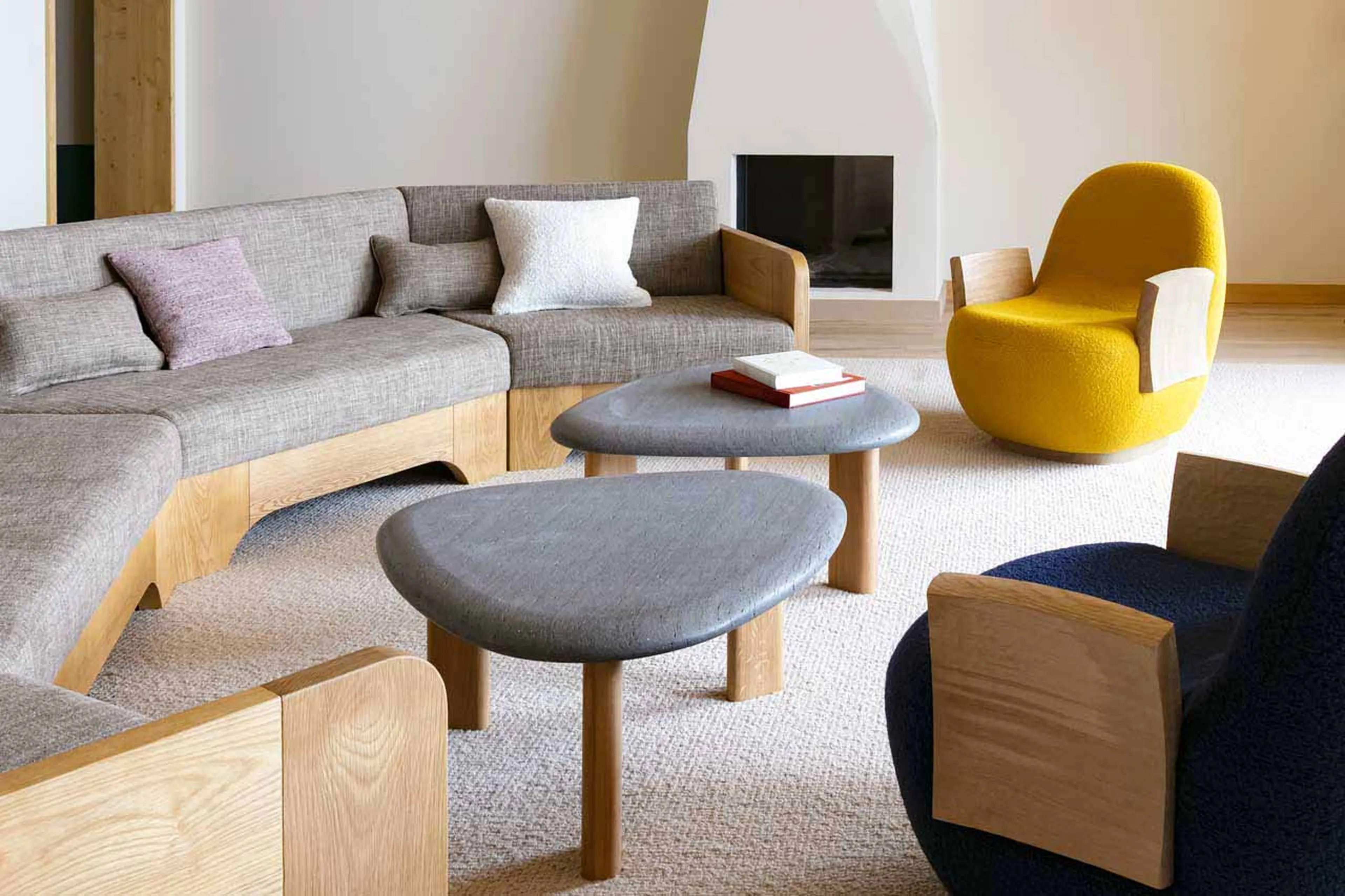 Fireplace in living area of Chalet Eglantine in Meribel