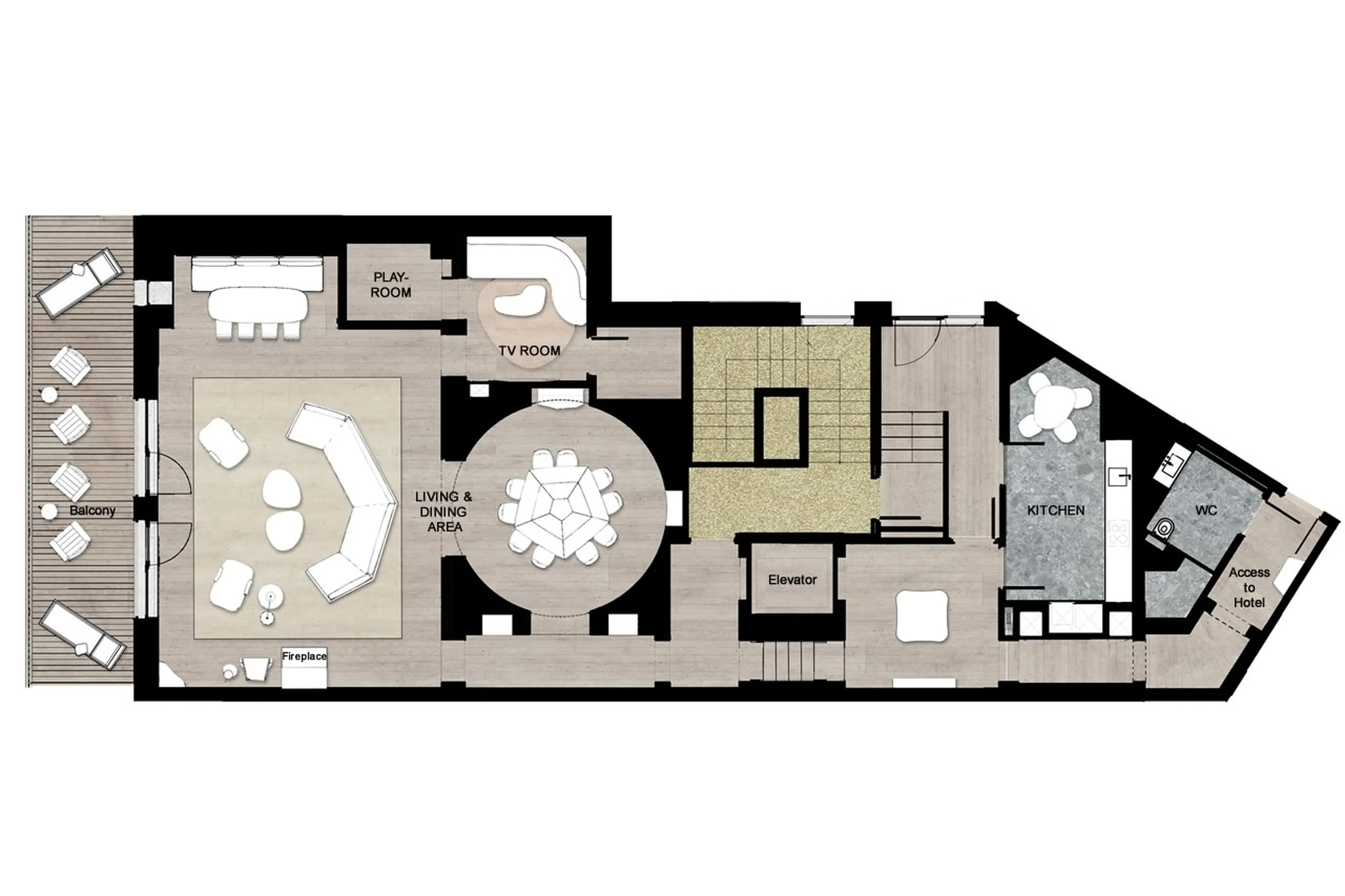 Level 2 floor plan of Chalet Eleonore in Meribel