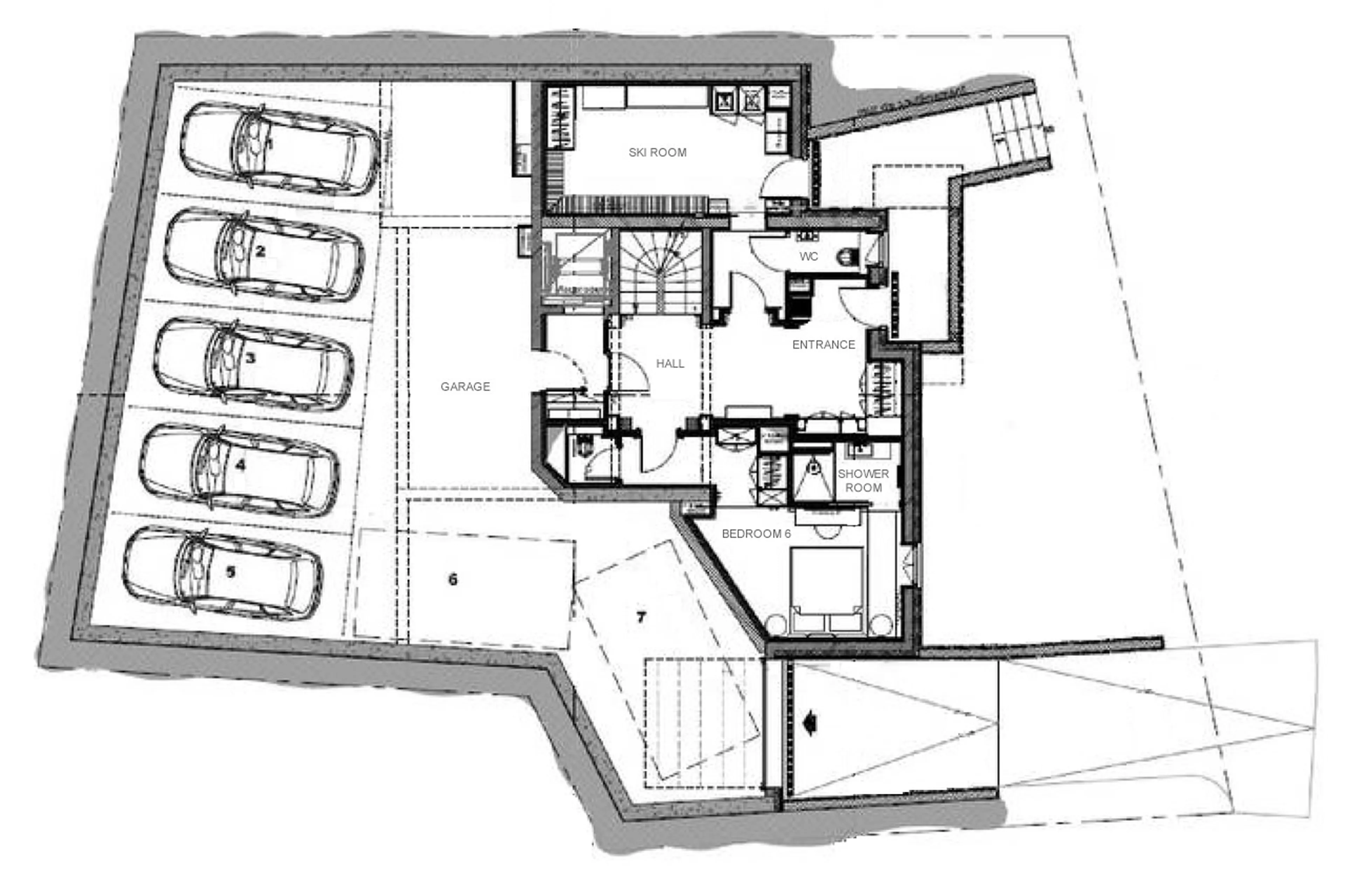 Level 0 floor plan of Chalet Elixir in Courchevel 1850